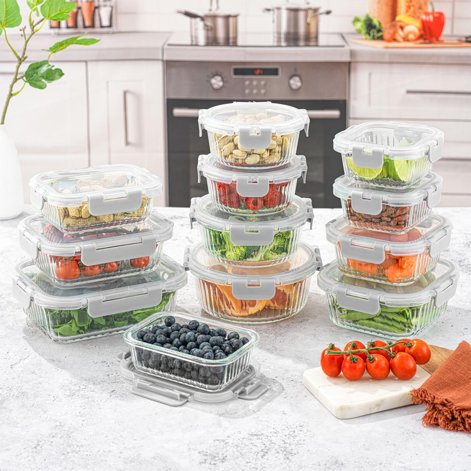 Fluted 24-Piece Food Storage Container Set with Lid 1 Fluted 24-Piece Food Storage Container Set with Lid
