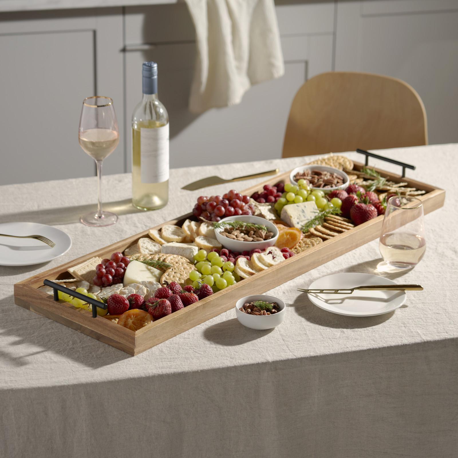 Acacia Longboard Cheese Board with Metal Handle