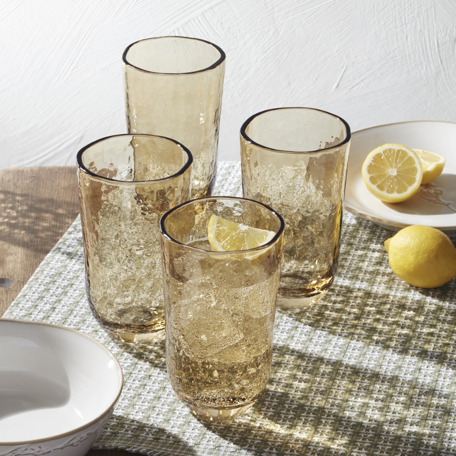 Homespun Amber Tall Glass, Set of 4 10 Homespun Amber Tall Glass, Set of 4