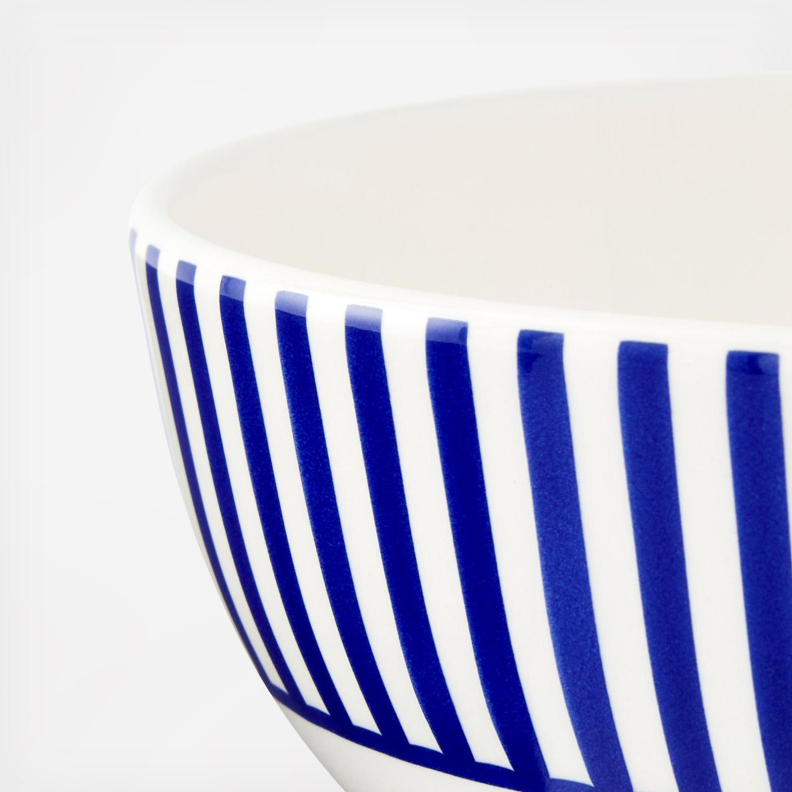 Blue Italian Steccato Rimless Bowl, Set of 4 6 Blue Italian Steccato Rimless Bowl, Set of 4