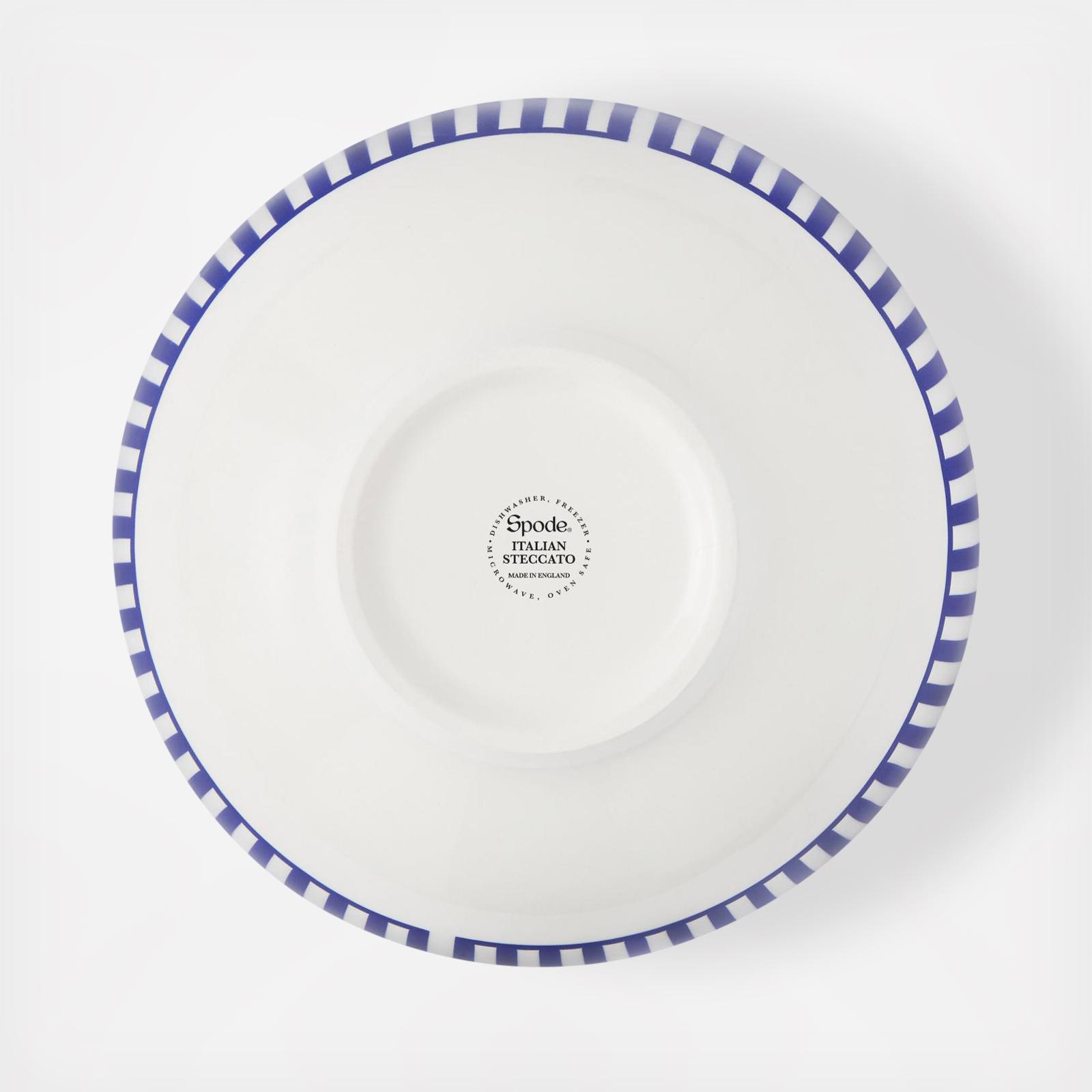 Blue Italian Steccato Rimless Bowl, Set of 4 7 Blue Italian Steccato Rimless Bowl, Set of 4