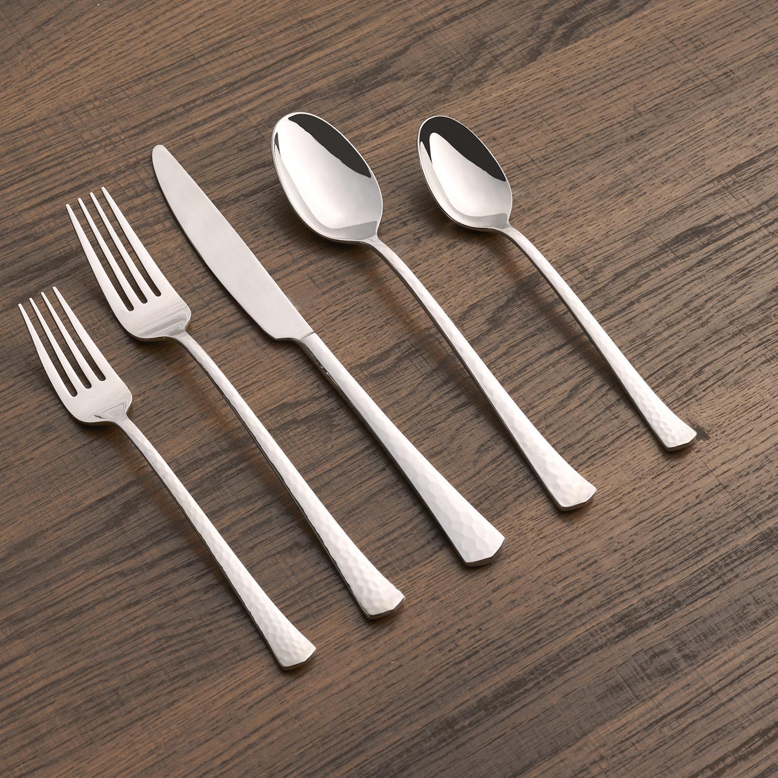 Raegan Hammered Mirror 20-Piece Flatware Set, Service for 4