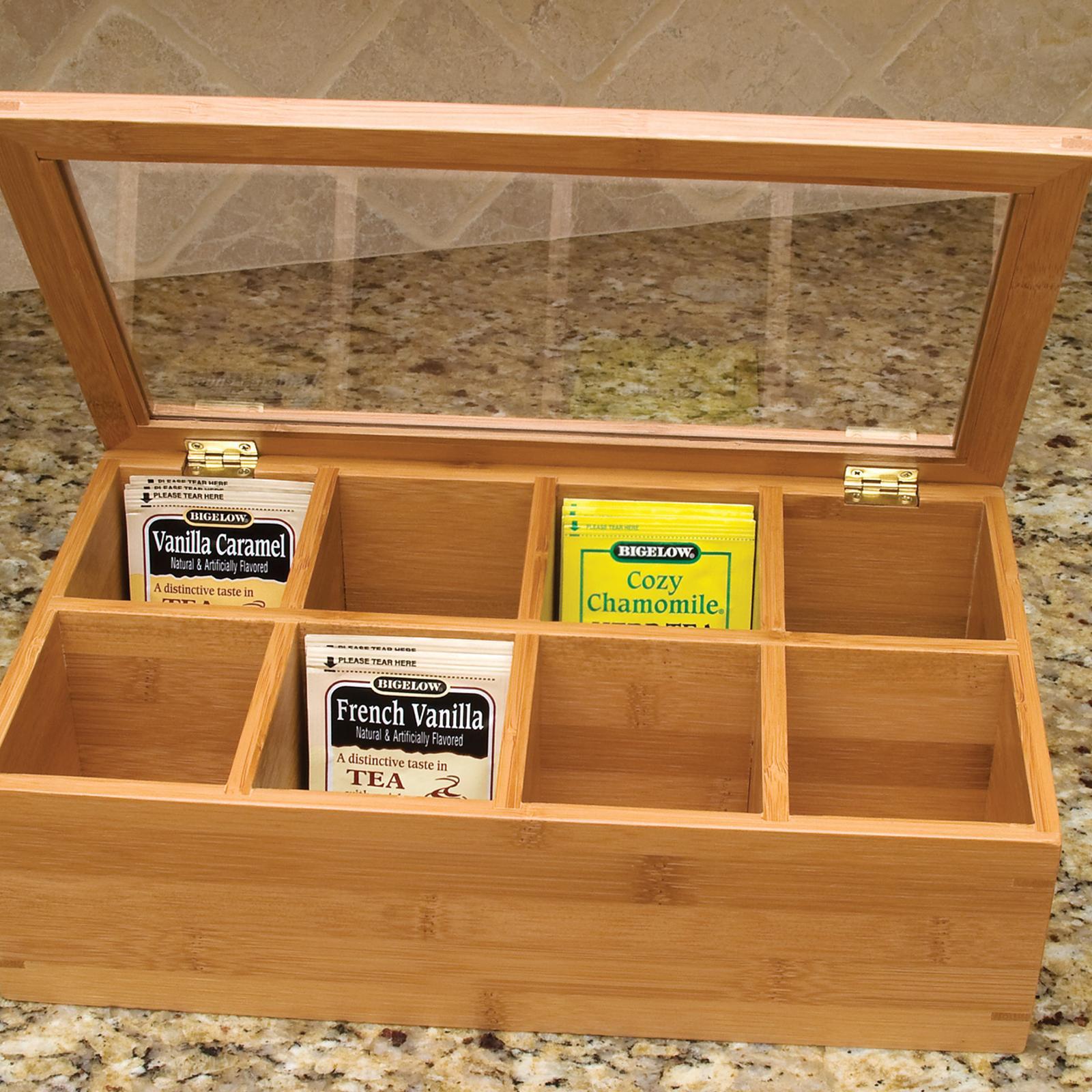 Bamboo 8-Section Tea Box with Clear Cover 9 Bamboo 8-Section Tea Box with Clear Cover