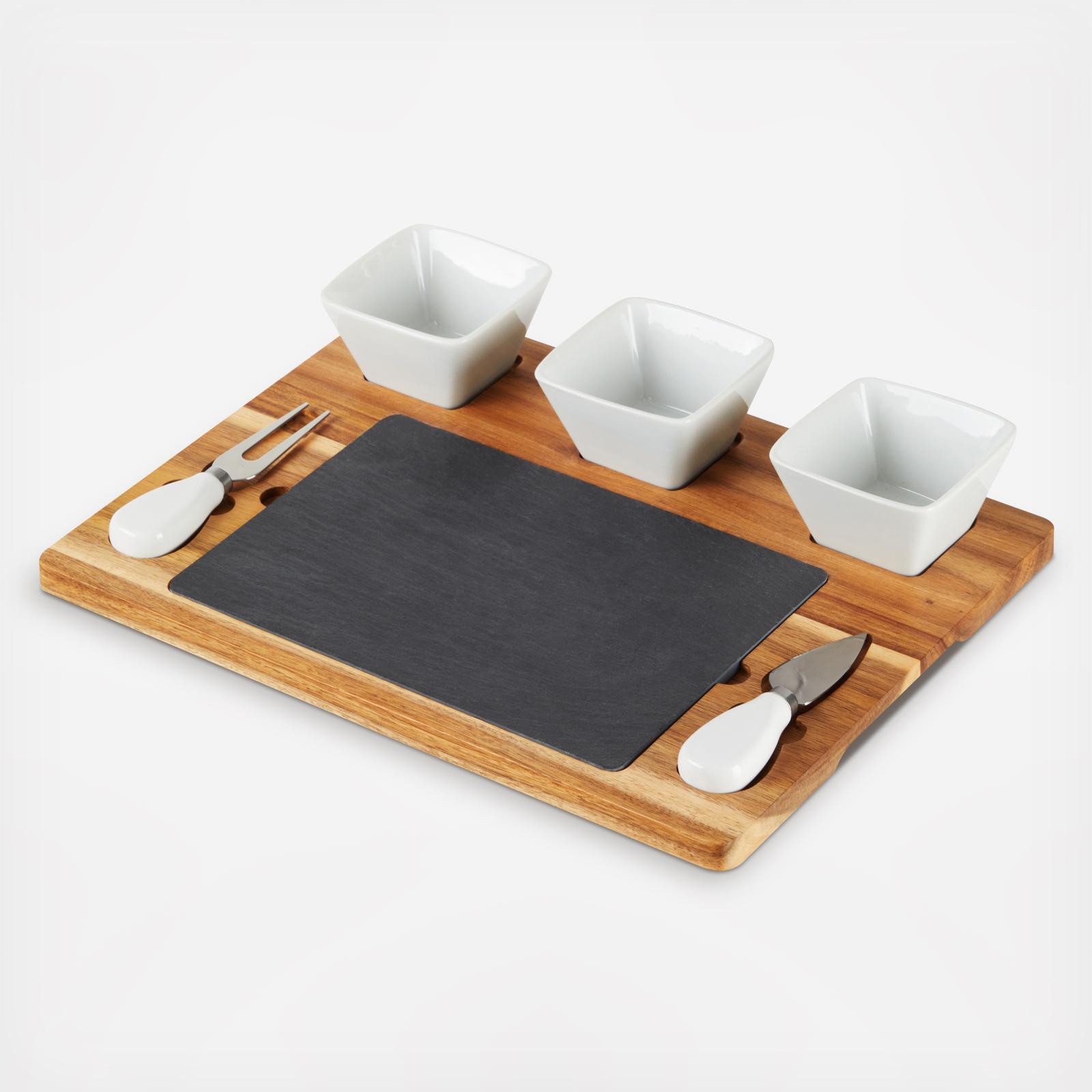 Acacia 7-Piece Slate Cheese Board Set 7 Acacia 7-Piece Slate Cheese Board Set