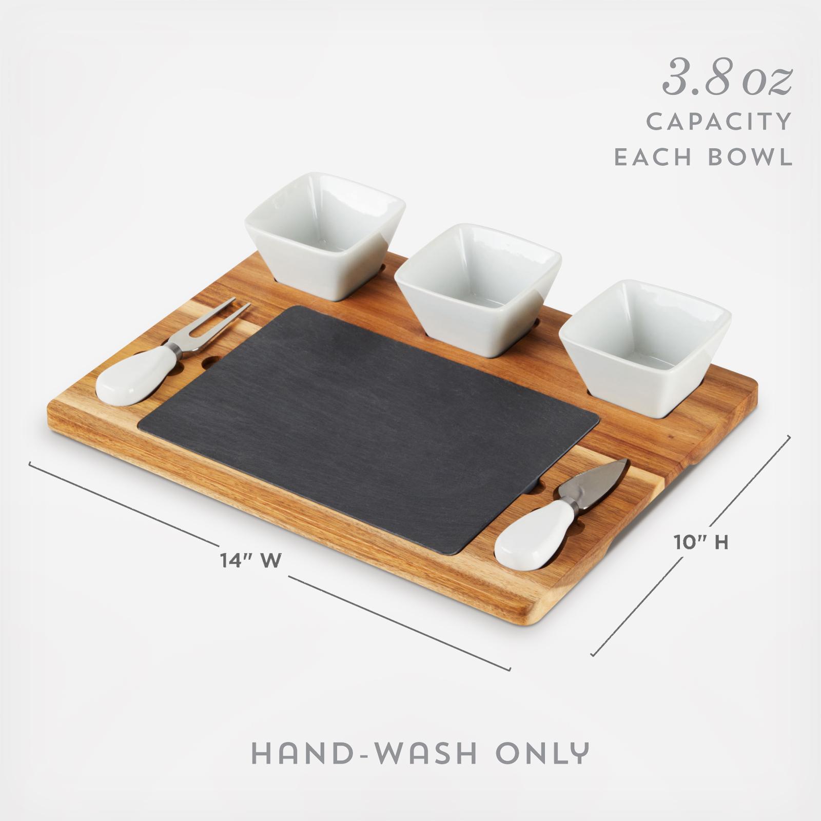 Acacia 7-Piece Slate Cheese Board Set 8 Acacia 7-Piece Slate Cheese Board Set