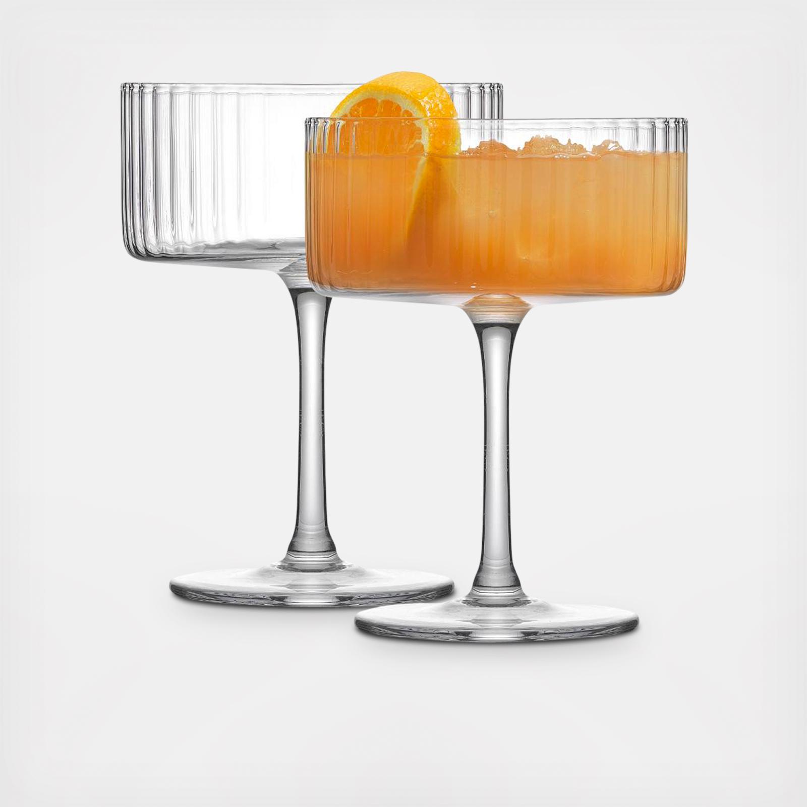 Elle Fluted Cylinder Martini Coupe Glass, Set of 2 5 Elle Fluted Cylinder Martini Coupe Glass, Set of 2