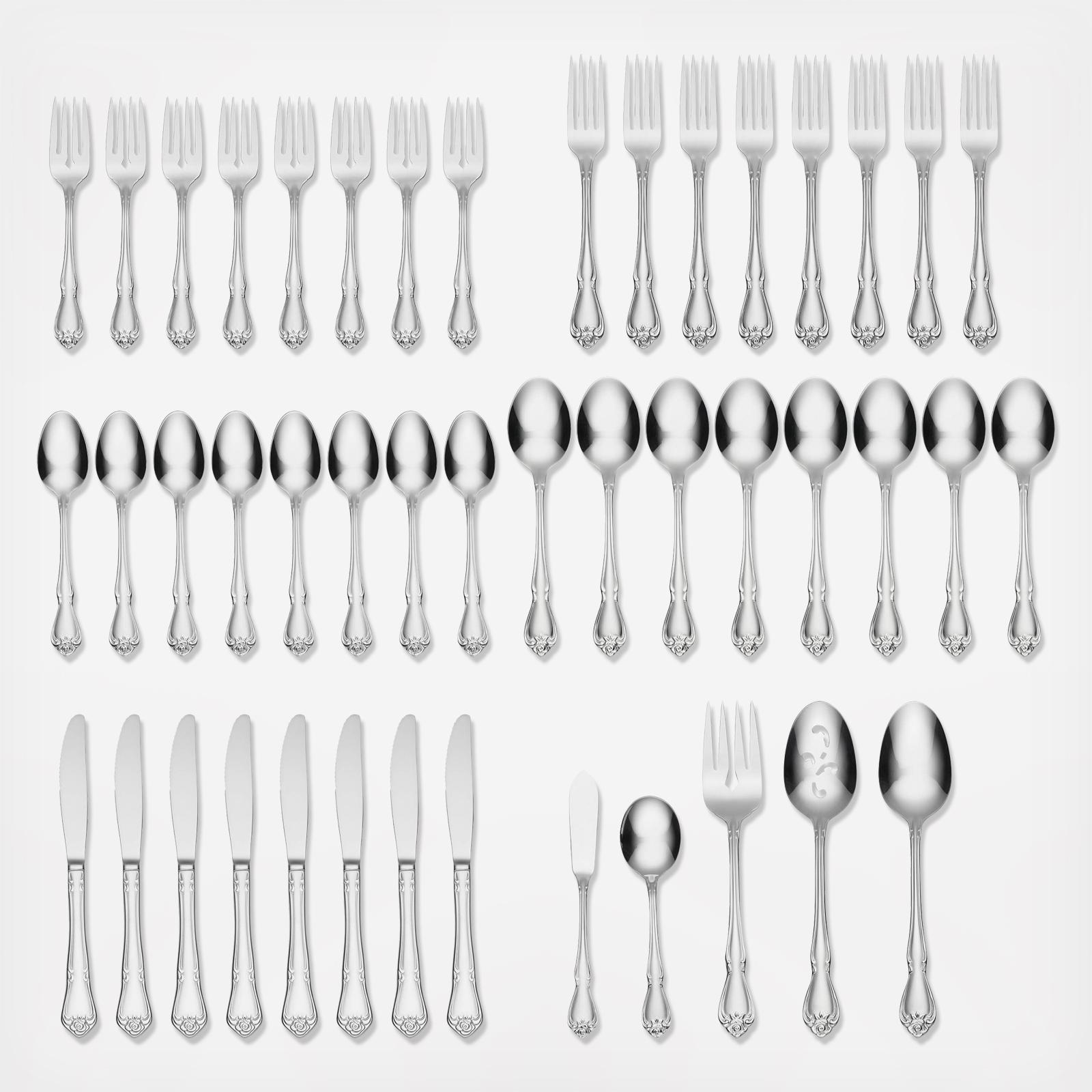 True Rose 45-Piece Everyday Flatware Set, Service For 8