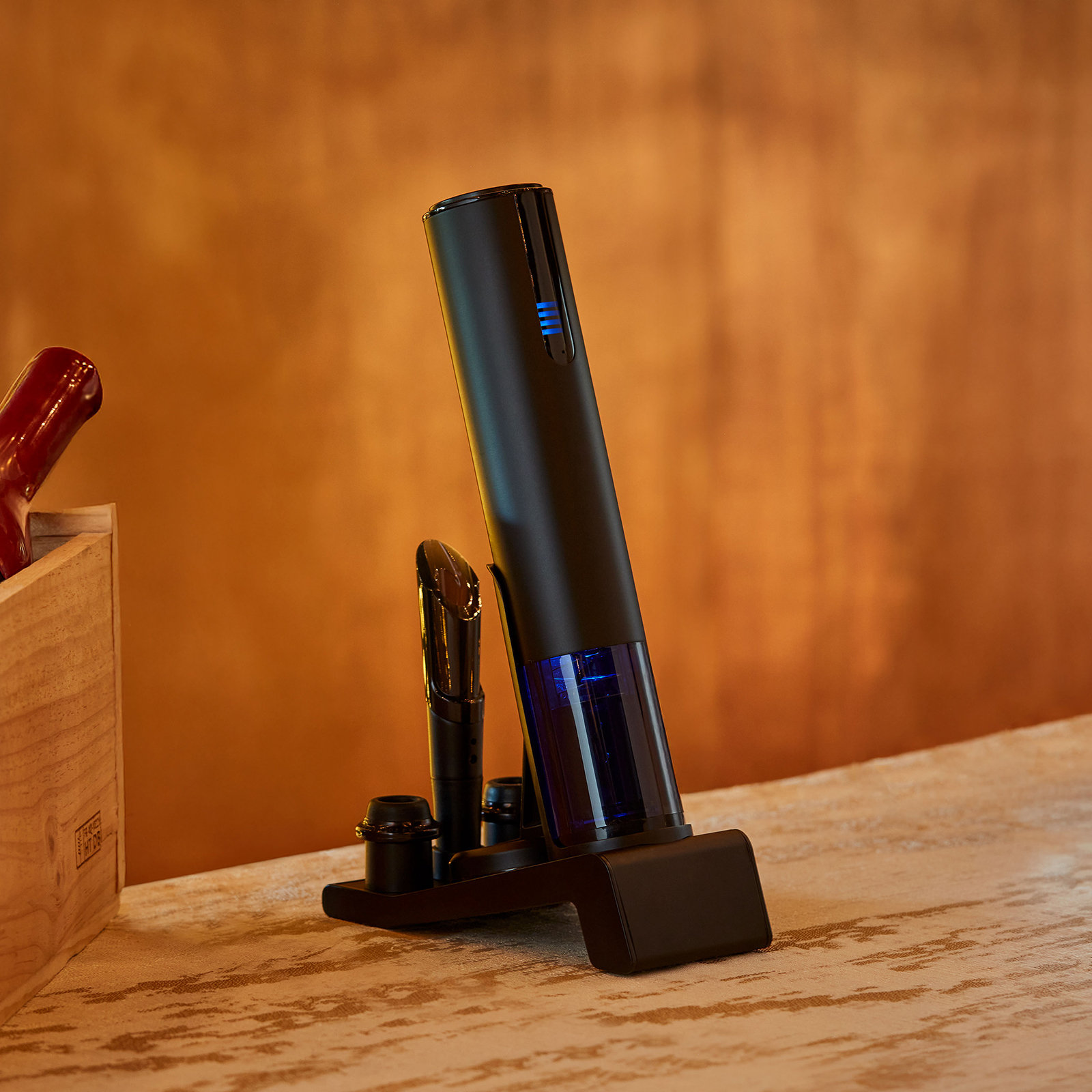 Electric Blue 1 Automatic Wine Opener & Preserver Set 6 Electric Blue 1 Automatic Wine Opener & Preserver Set