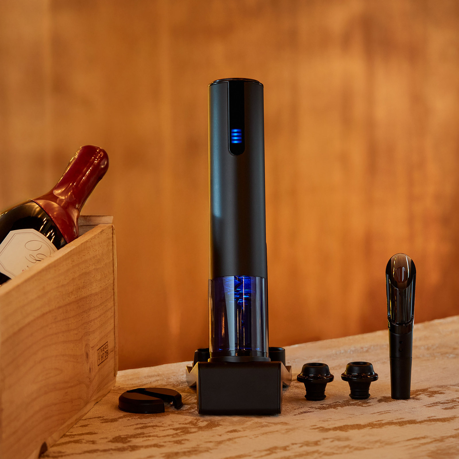 Electric Blue 1 Automatic Wine Opener & Preserver Set 2 Electric Blue 1 Automatic Wine Opener & Preserver Set