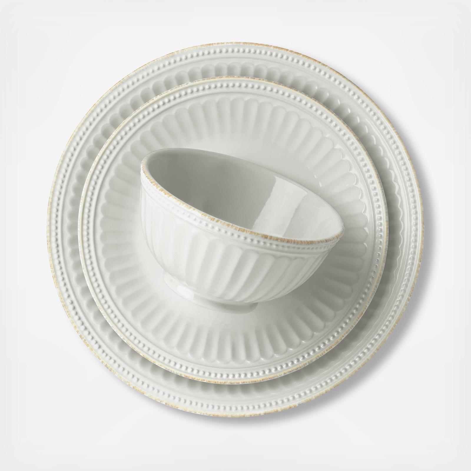 French Perle Groove 12-Piece Plate & Bowl Dinnerware Set, Service for 4 2 French Perle Groove 12-Piece Plate & Bowl Dinnerware Set, Service for 4