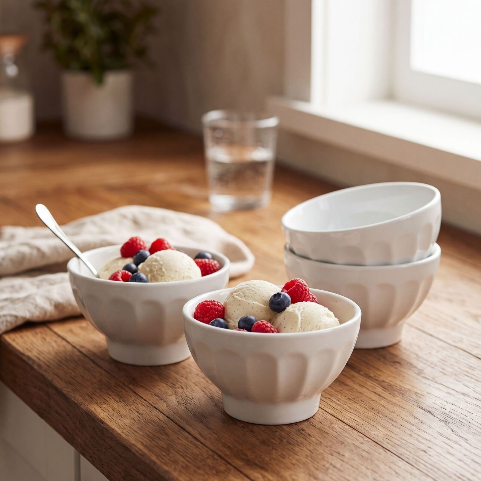 Everyday White Ice Cream Bowl, Set of 4 3 Everyday White Ice Cream Bowl, Set of 4