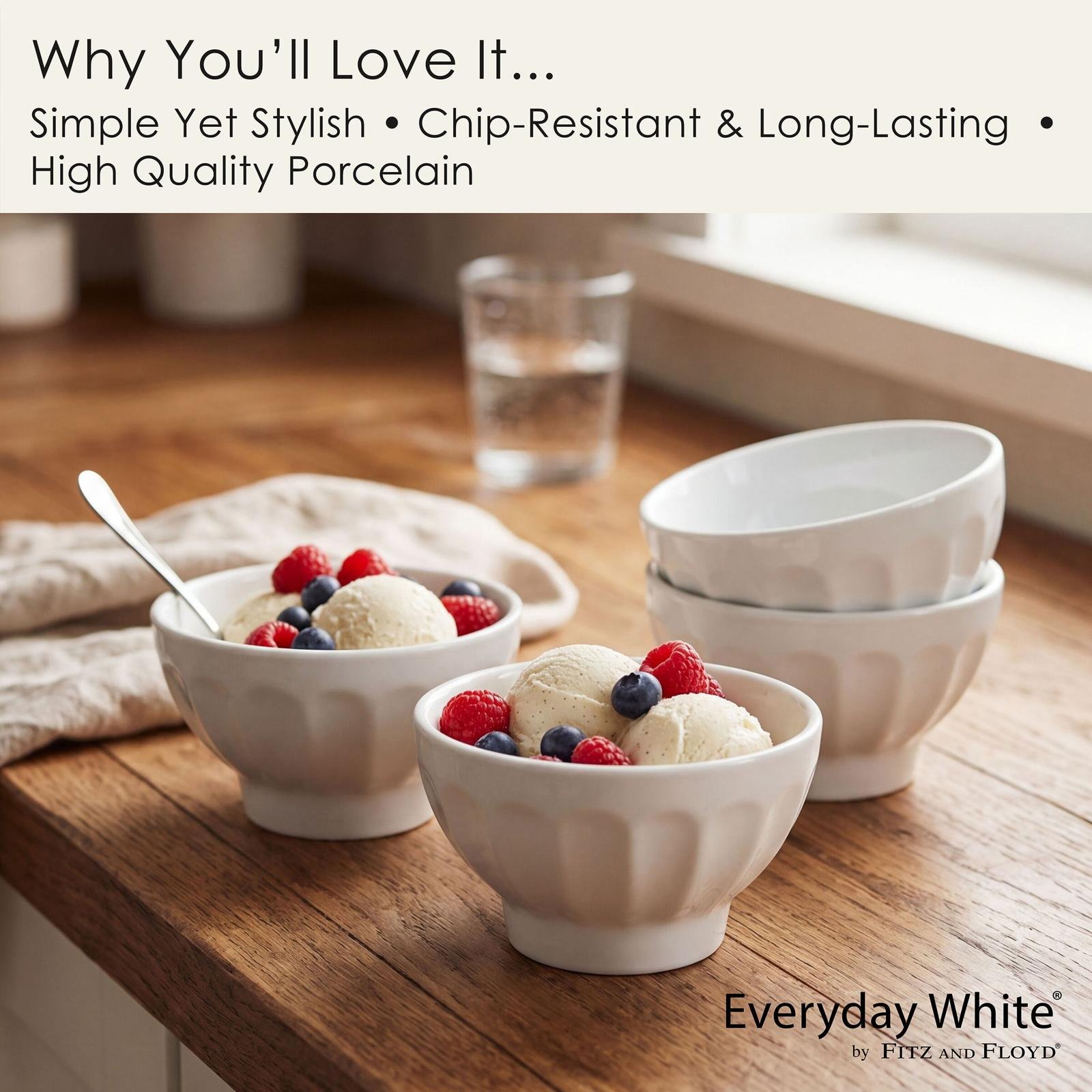 Everyday White Ice Cream Bowl, Set of 4 6 Everyday White Ice Cream Bowl, Set of 4