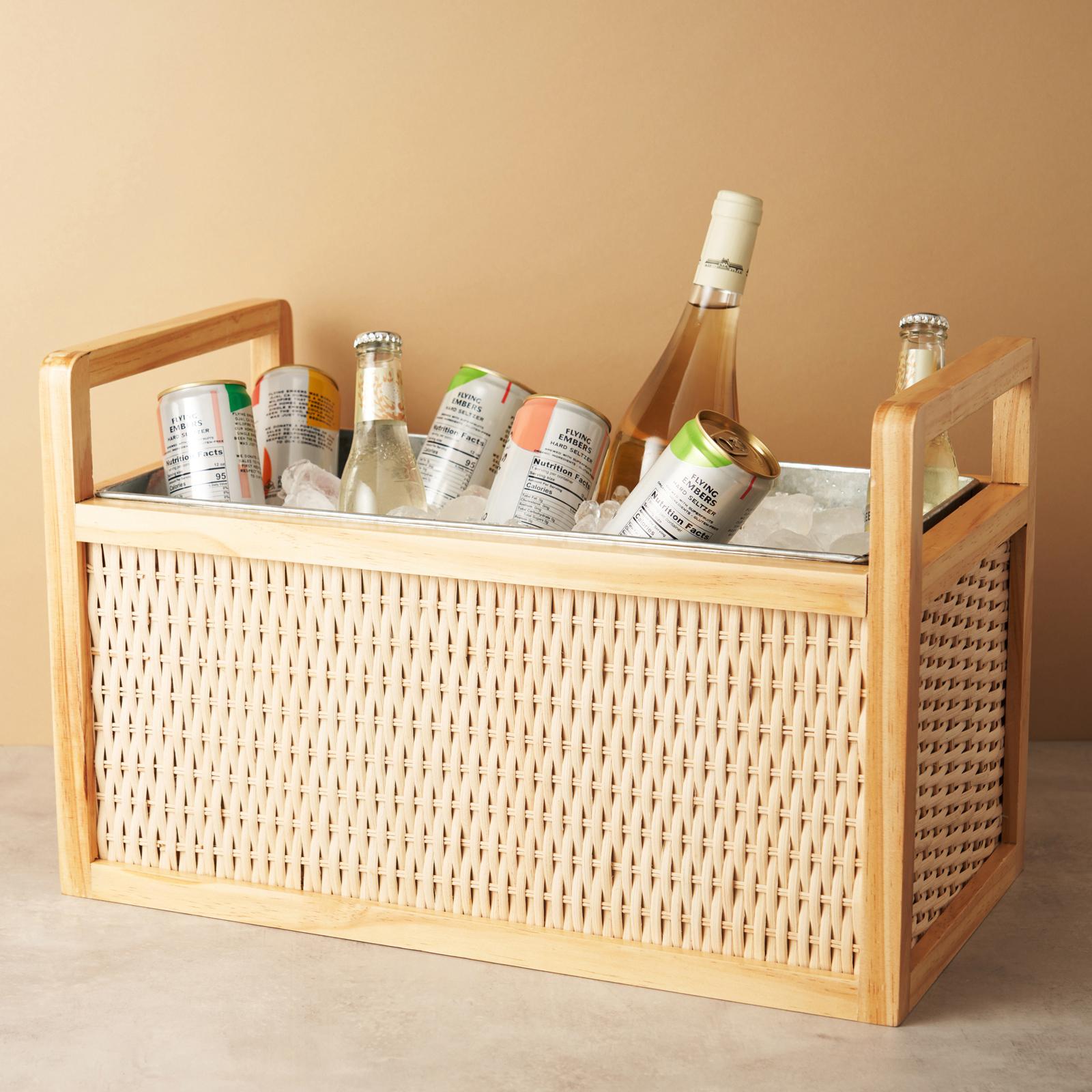Rattan & Wood Beverage Tub 1 Rattan & Wood Beverage Tub
