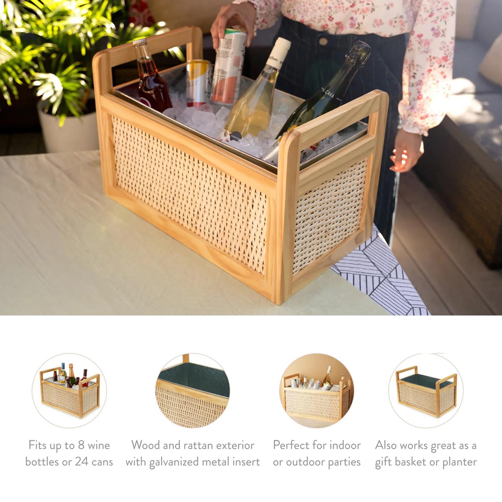 Rattan & Wood Beverage Tub 5 Rattan & Wood Beverage Tub