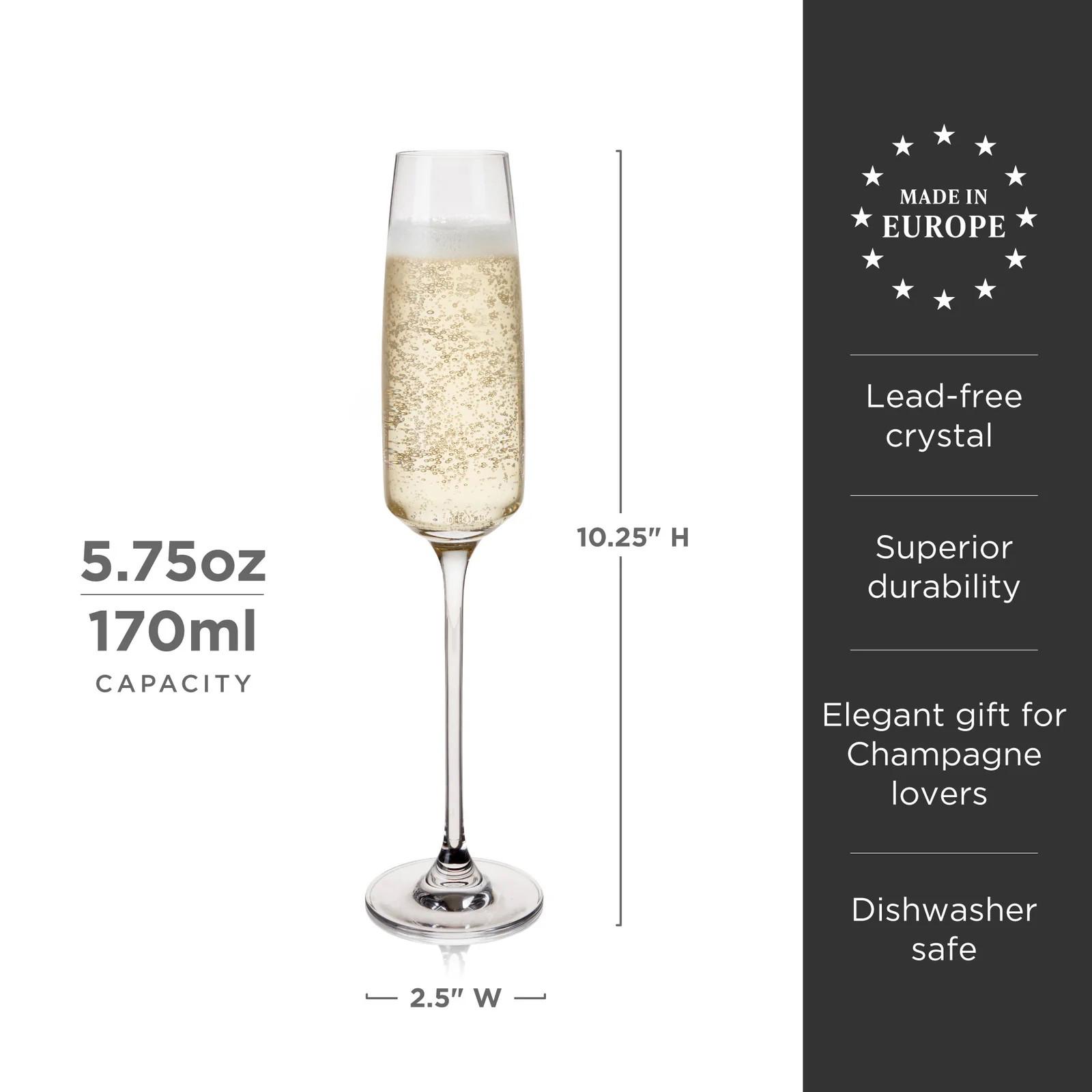 Reserve Julien Crystal Champagne Flute Glass, Set of 4 6 Reserve Julien Crystal Champagne Flute Glass, Set of 4