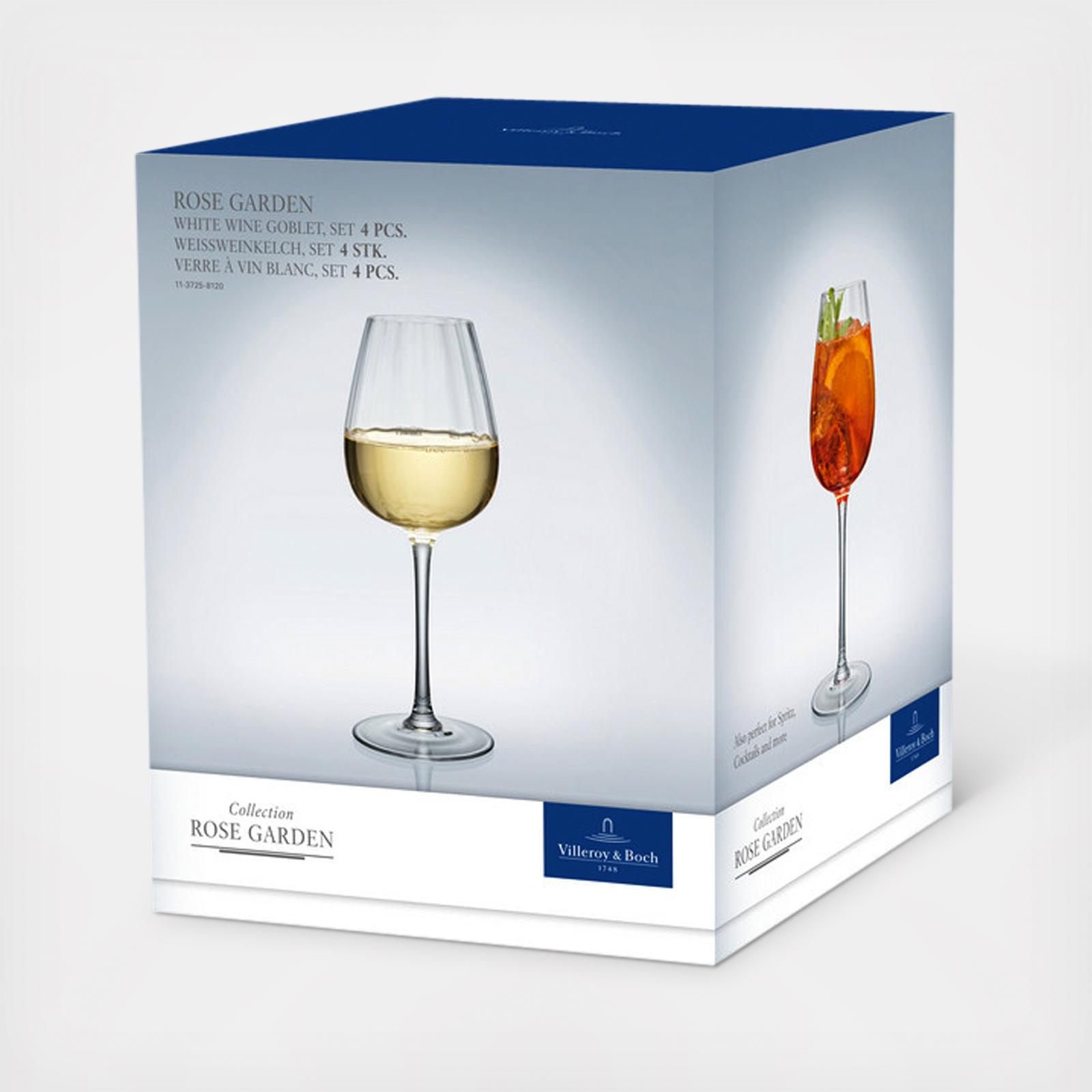 Rose Garden White Wine Glass, Set of 4 8 Rose Garden White Wine Glass, Set of 4