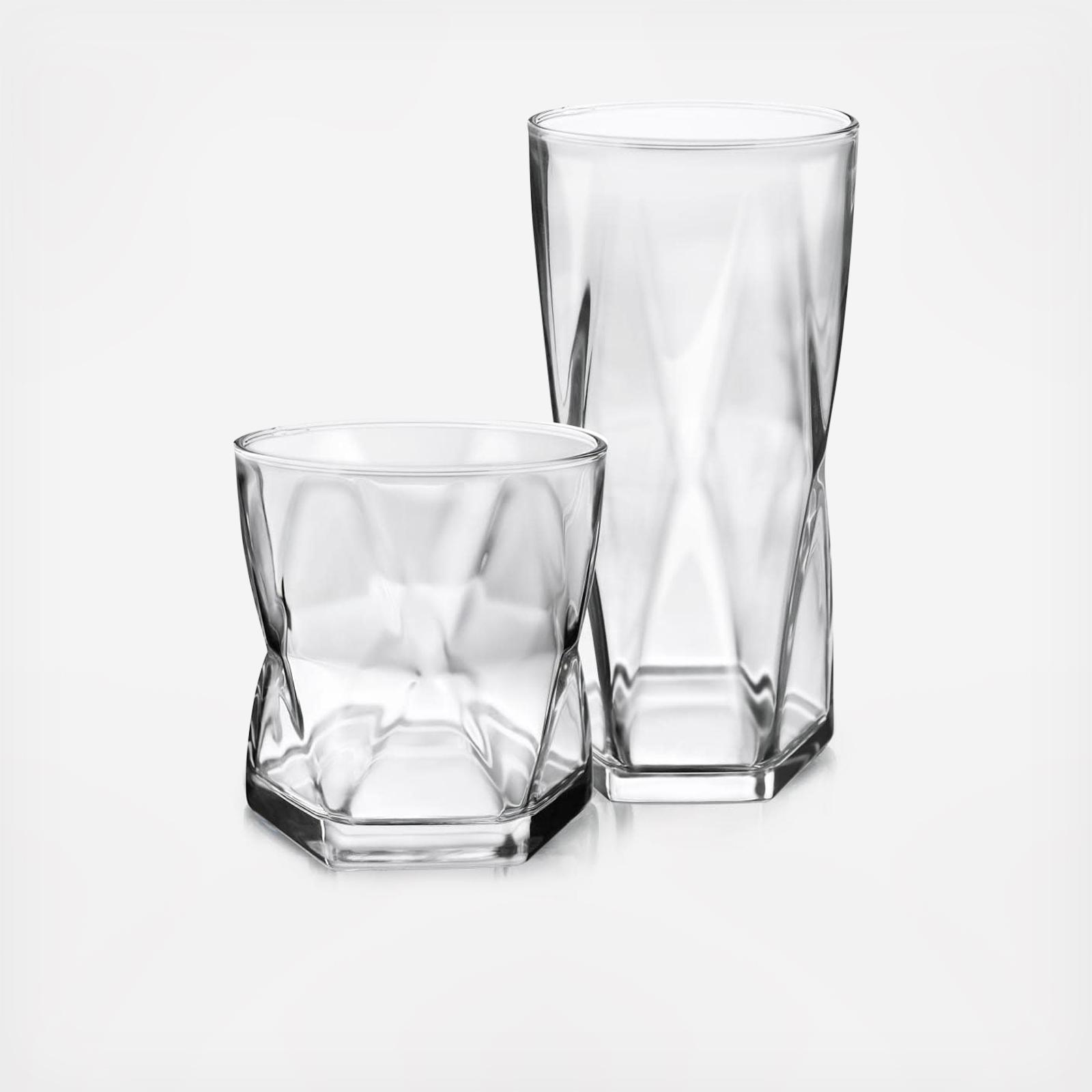 Rhombus 16-Piece Tumbler and Rocks Glass Set 2 Rhombus 16-Piece Tumbler and Rocks Glass Set