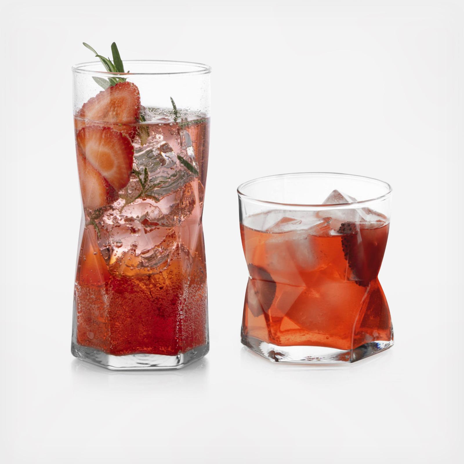 Rhombus 16-Piece Tumbler and Rocks Glass Set 6 Rhombus 16-Piece Tumbler and Rocks Glass Set