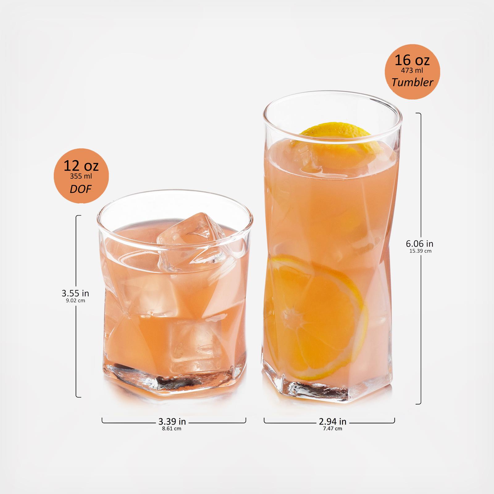 Rhombus 16-Piece Tumbler and Rocks Glass Set 7 Rhombus 16-Piece Tumbler and Rocks Glass Set