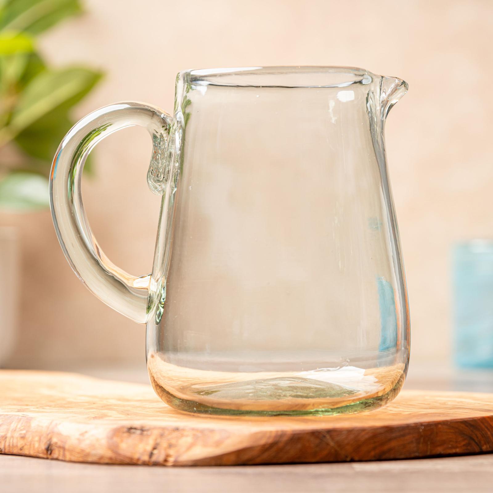 Mexican Handblown Glass Pitcher 11 Mexican Handblown Glass Pitcher