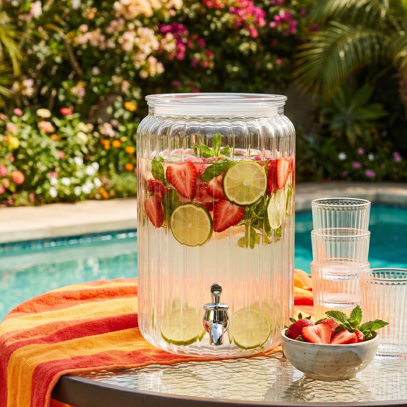 Acrylic Round Fluted Beverage Dispenser 1 Acrylic Round Fluted Beverage Dispenser