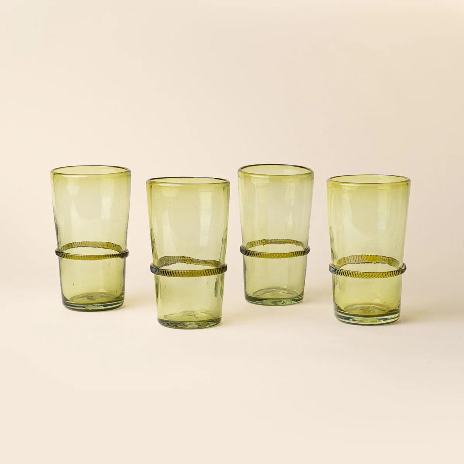 Banded Glassware Tall Tumbler, Set of 4