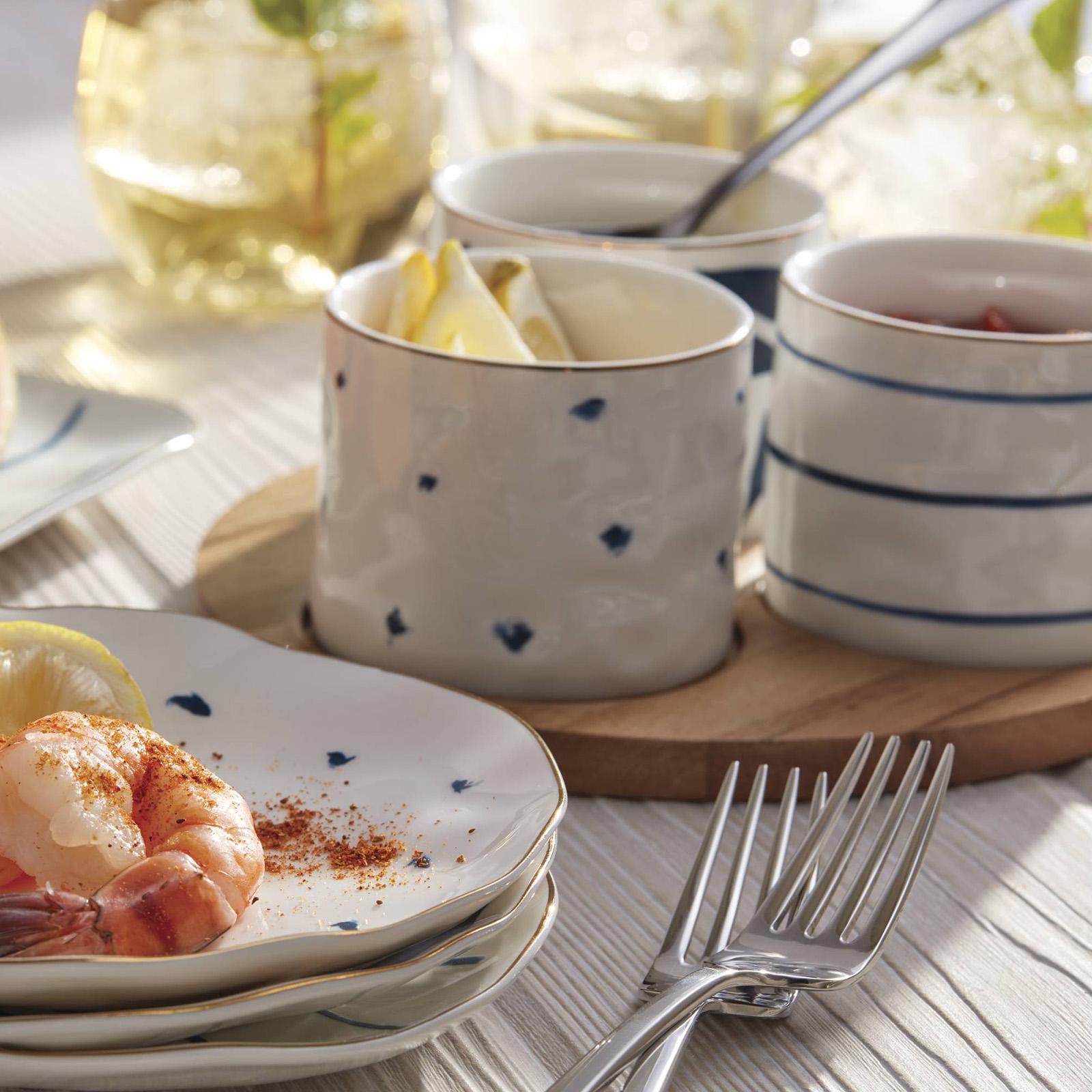 Blue Bay 4-Piece Snack Bowl & Tray Set 2 Blue Bay 4-Piece Snack Bowl & Tray Set