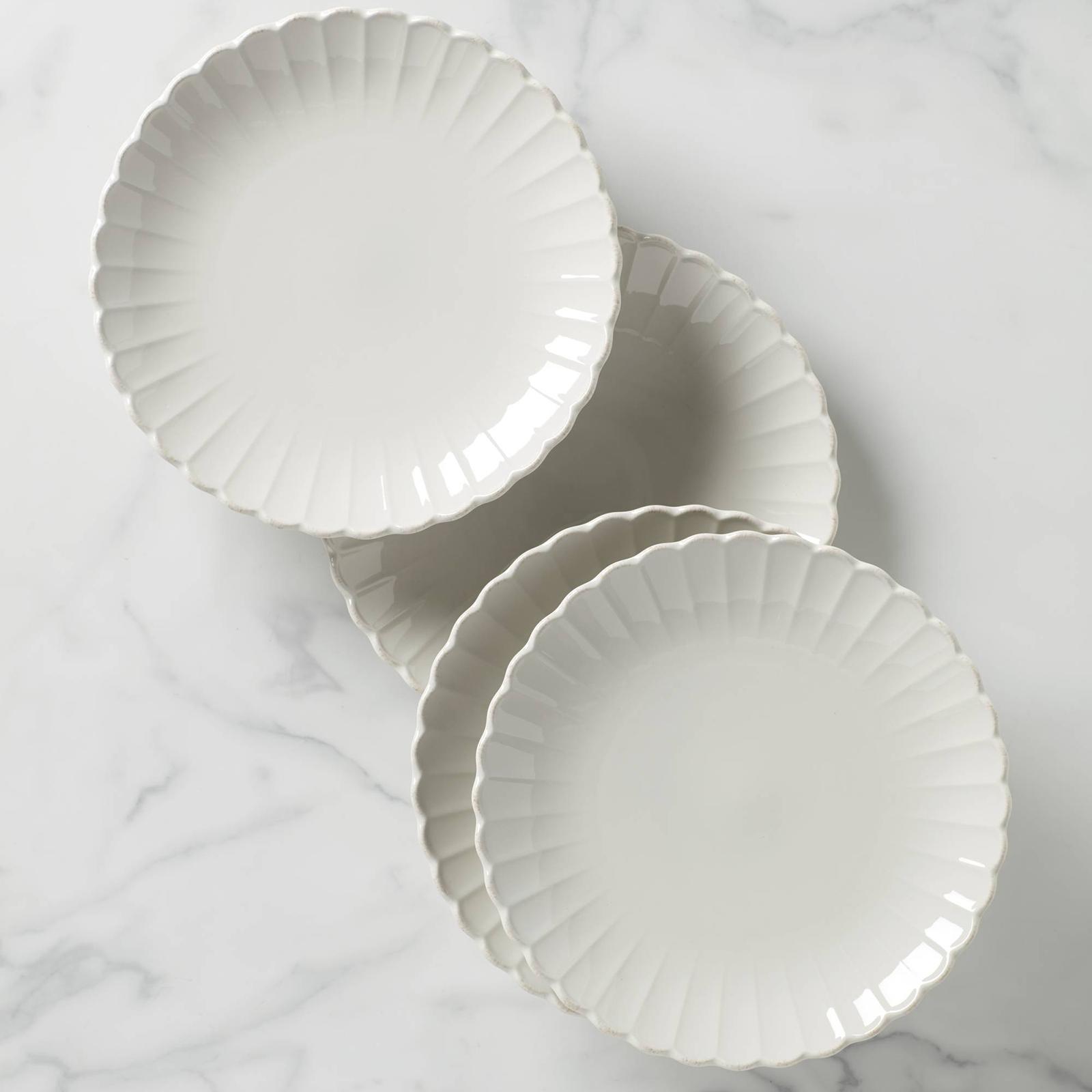 French Perle Scallop Dinner Plate, Set of 4 14 French Perle Scallop Dinner Plate, Set of 4