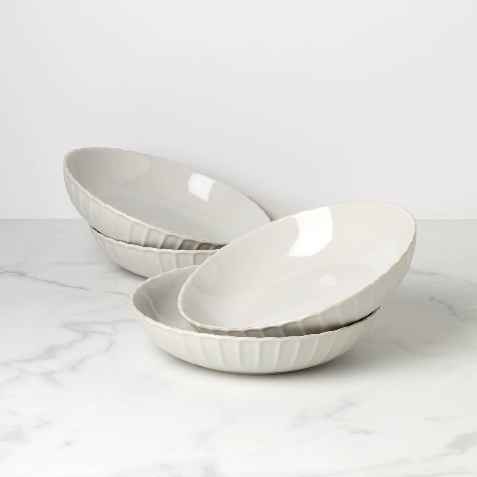 French Perle Scallop Dinner Bowl, Set of 4 2 French Perle Scallop Dinner Bowl, Set of 4