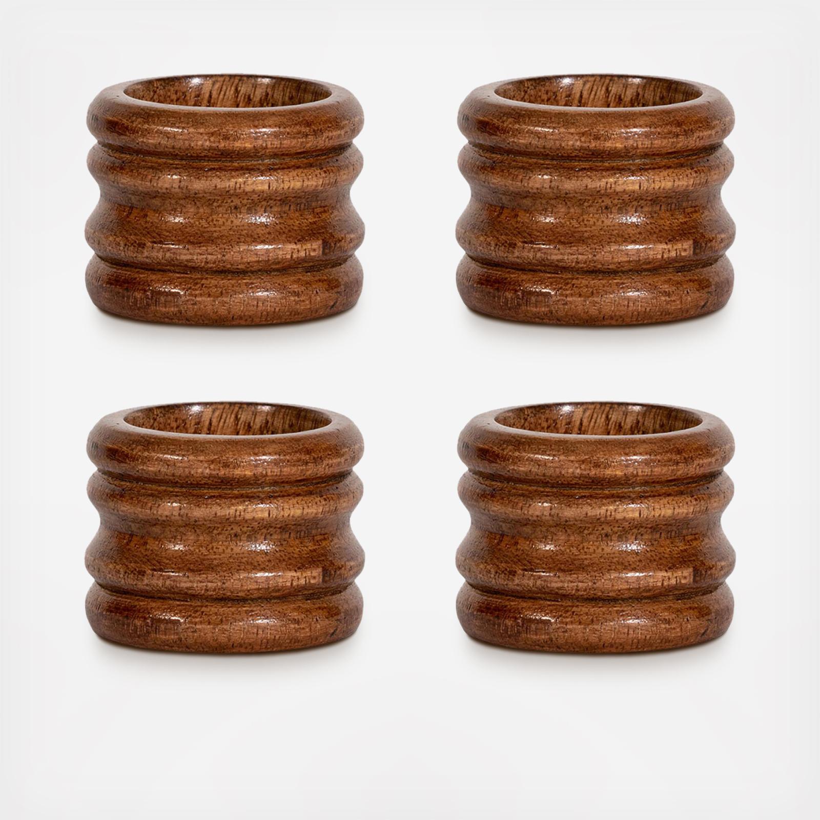 Bilbao Wood Napkin Ring, Set of 4 4 Bilbao Wood Napkin Ring, Set of 4
