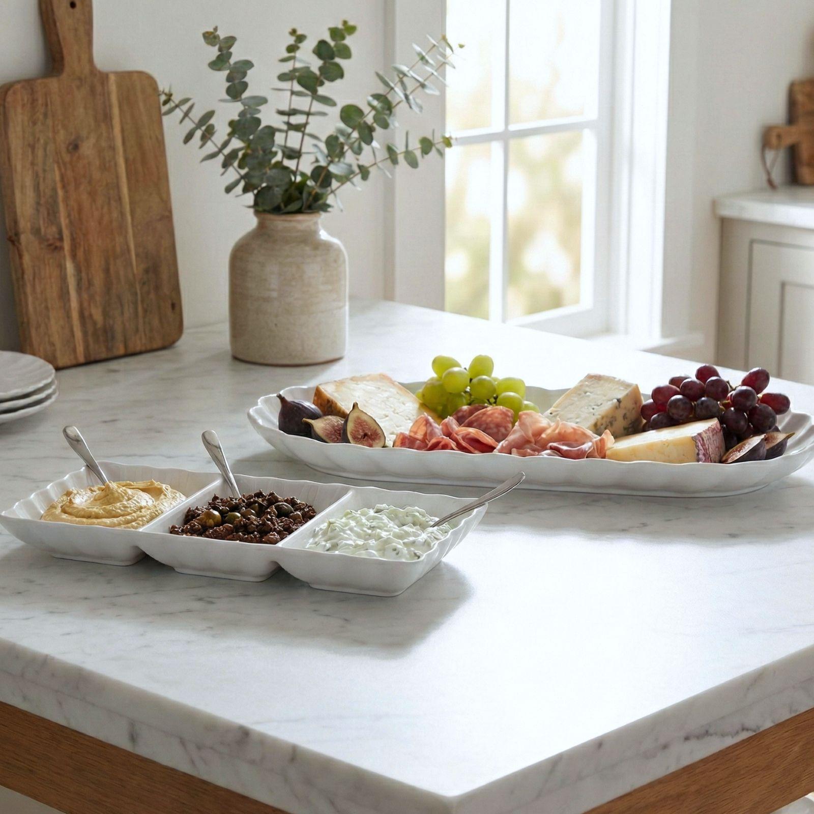 Petal Oblong Platter & Divided Dish Serving Set 7 Petal Oblong Platter & Divided Dish Serving Set
