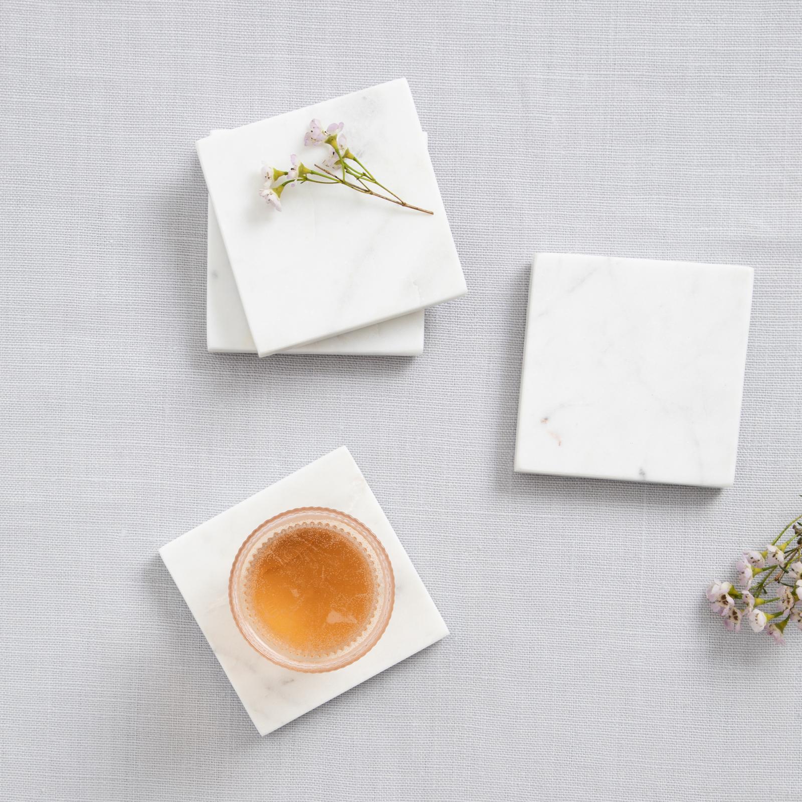 Luna Marble Square Coasters, Set of 4 17 Luna Marble Square Coasters, Set of 4