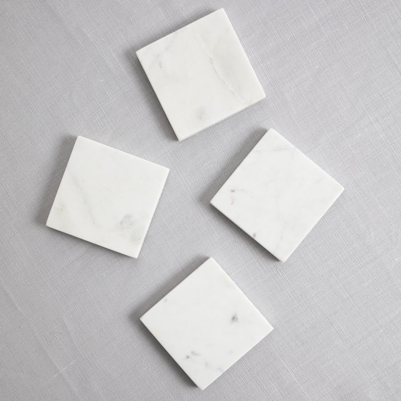 Luna Marble Square Coasters, Set of 4 2 Luna Marble Square Coasters, Set of 4