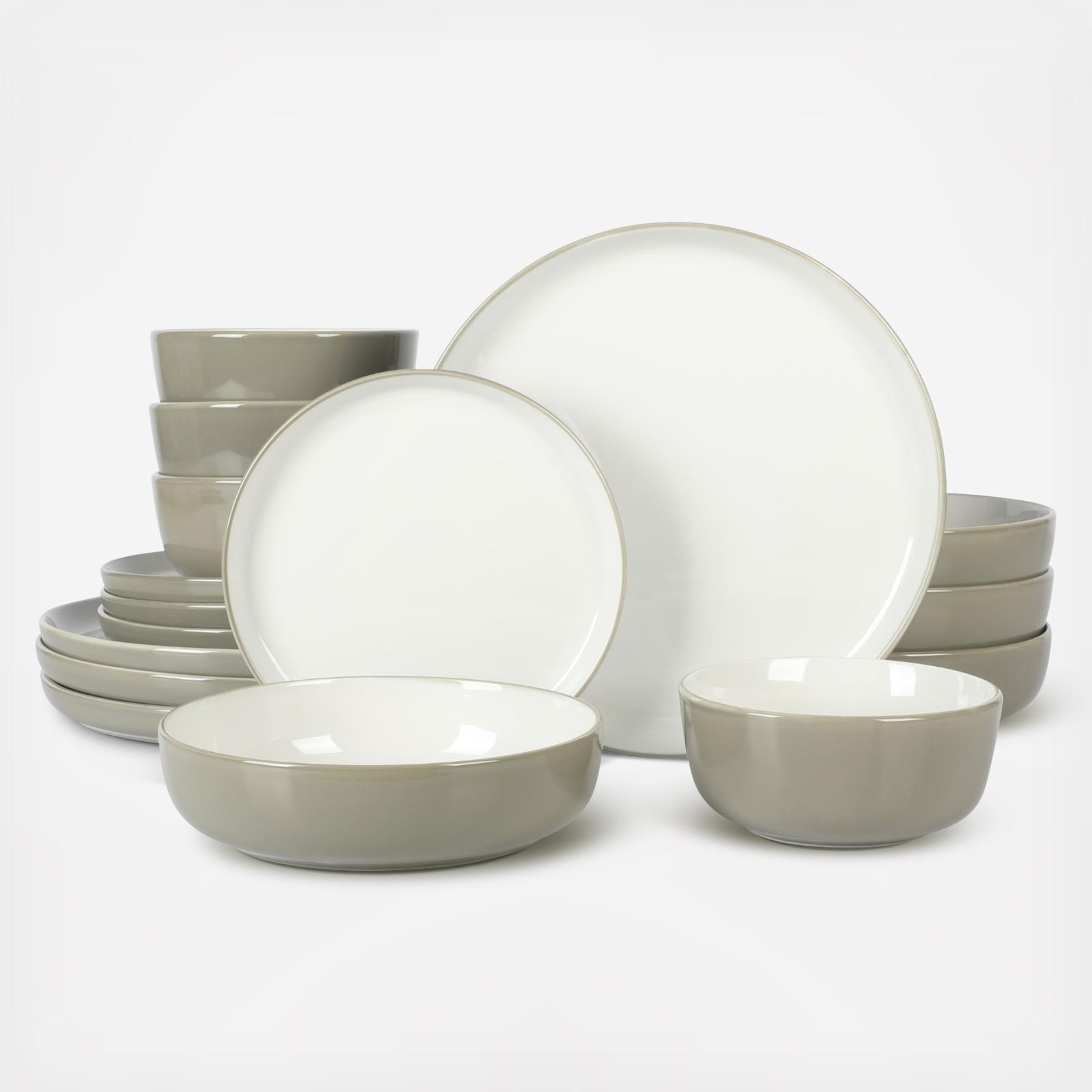 Kitchen Essentials 16-Piece Two-Tone Porcelain Dinnerware Set, Service for 4 2 Kitchen Essentials 16-Piece Two-Tone Porcelain Dinnerware Set, Service for 4