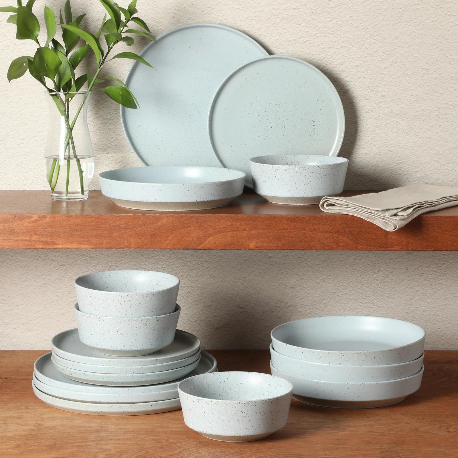 Overbrook 16-Piece Reactive Glaze Stoneware Dinnerware Set, Service for 4