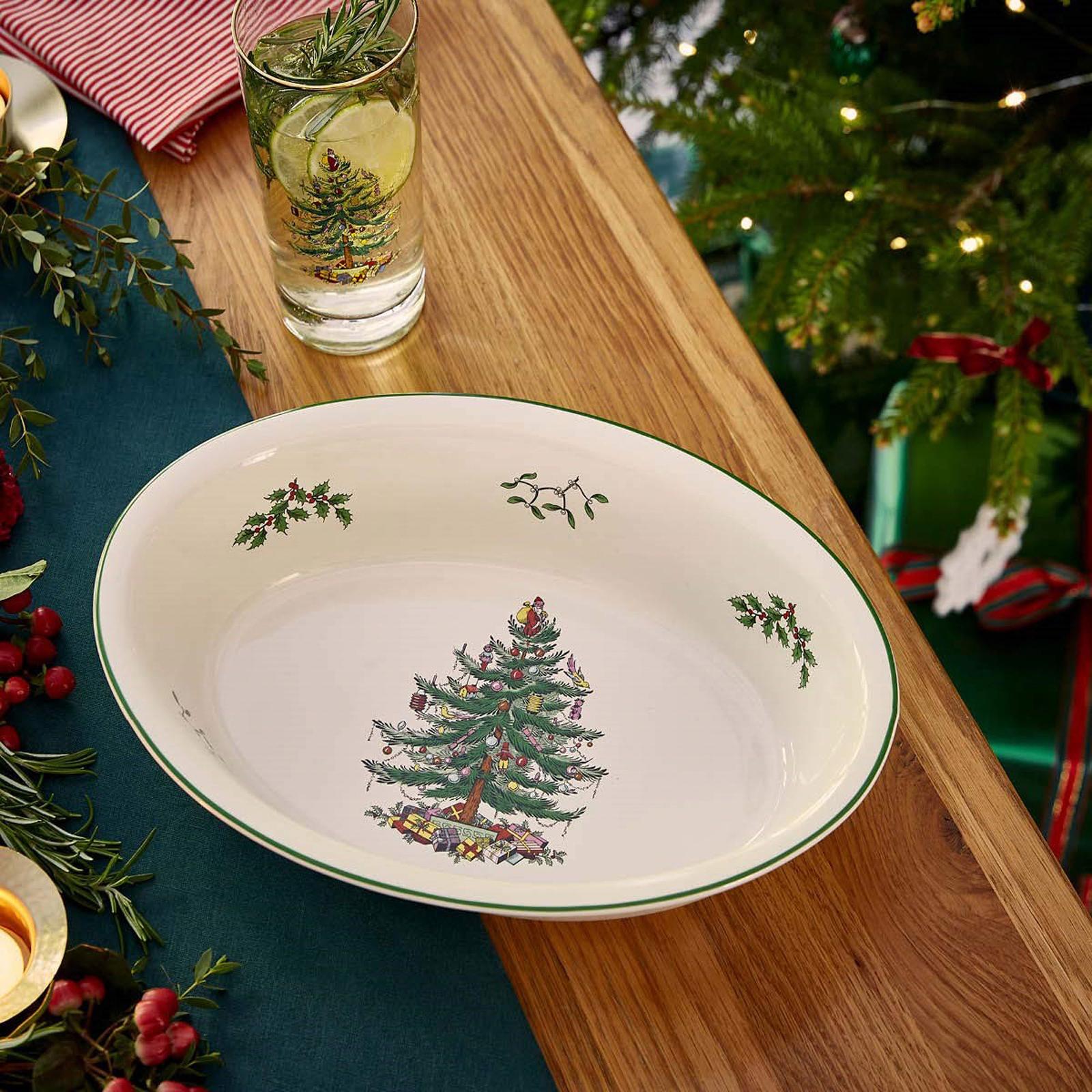 Christmas Tree Oval Rim Serving Dish 9 Christmas Tree Oval Rim Serving Dish