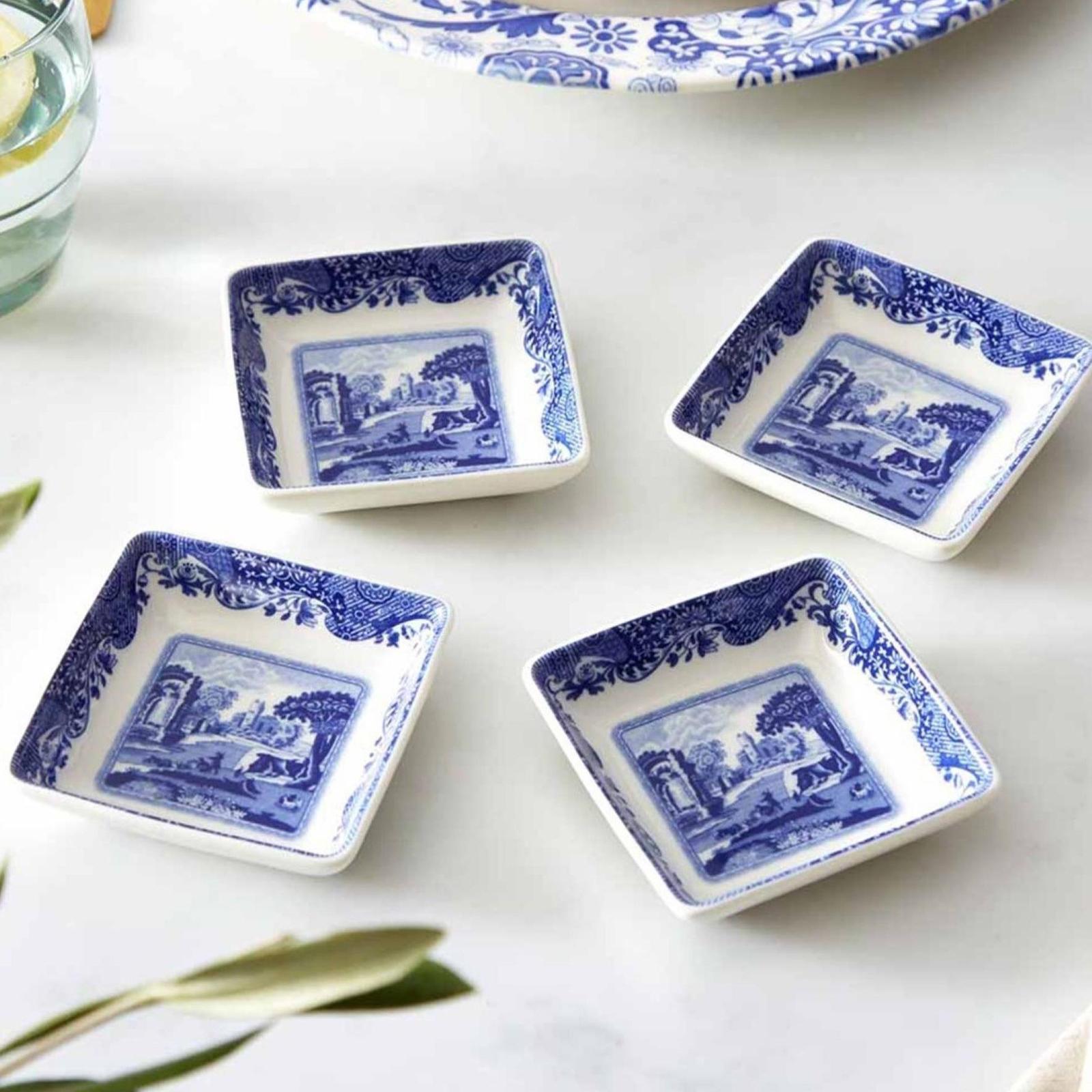 Blue Italian Square Dish, Set of 4 1 Blue Italian Square Dish, Set of 4