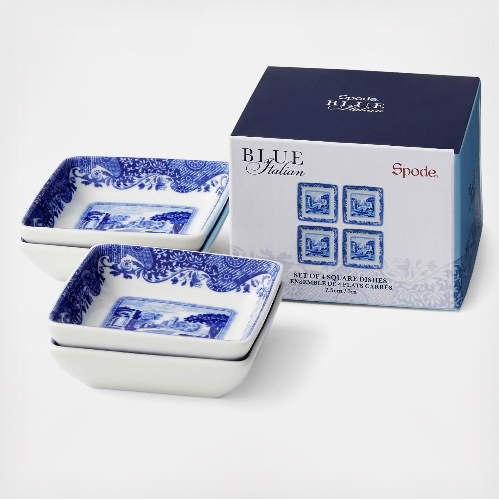 Blue Italian Square Dish, Set of 4 6 Blue Italian Square Dish, Set of 4
