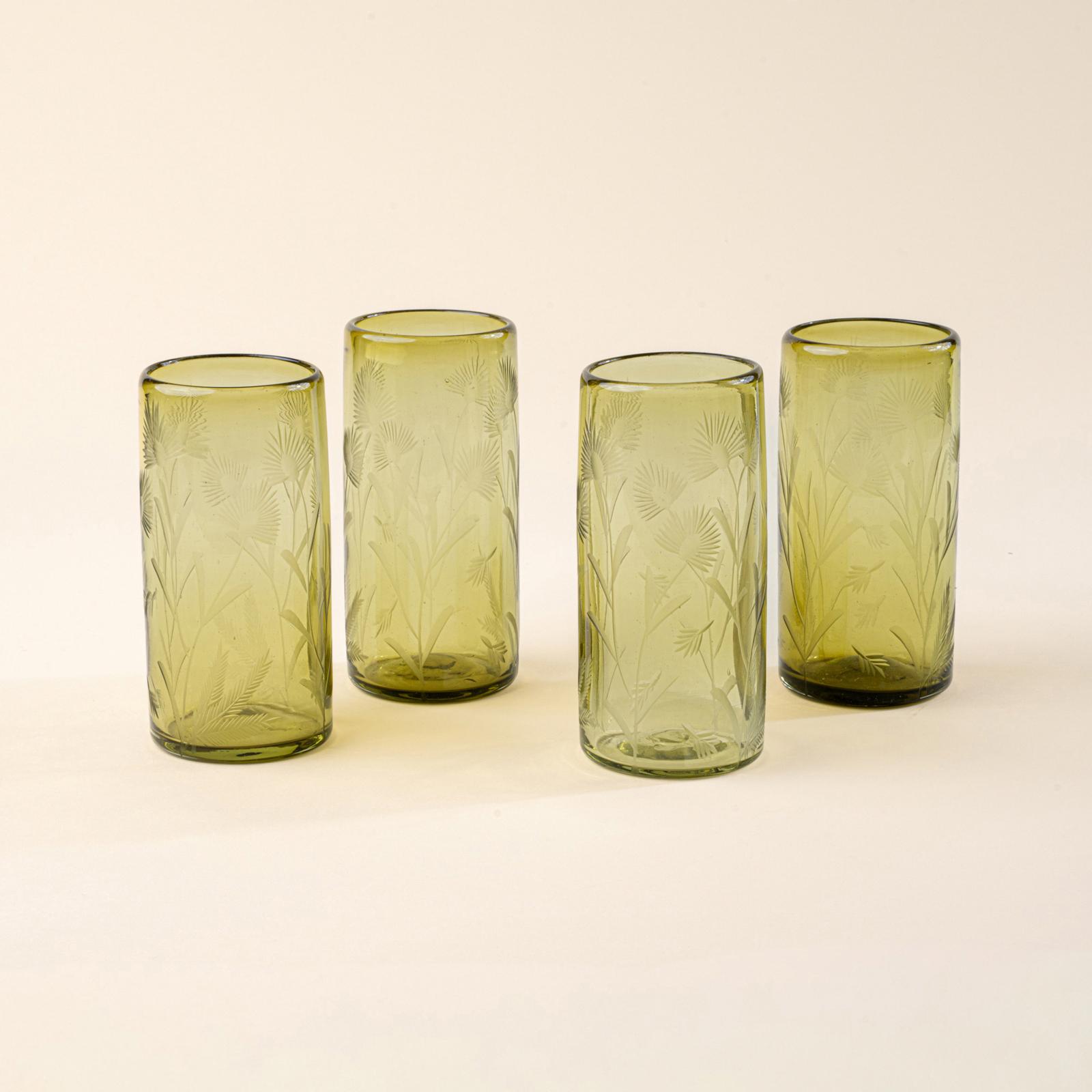 Etched Thistle Highball, Set of 4