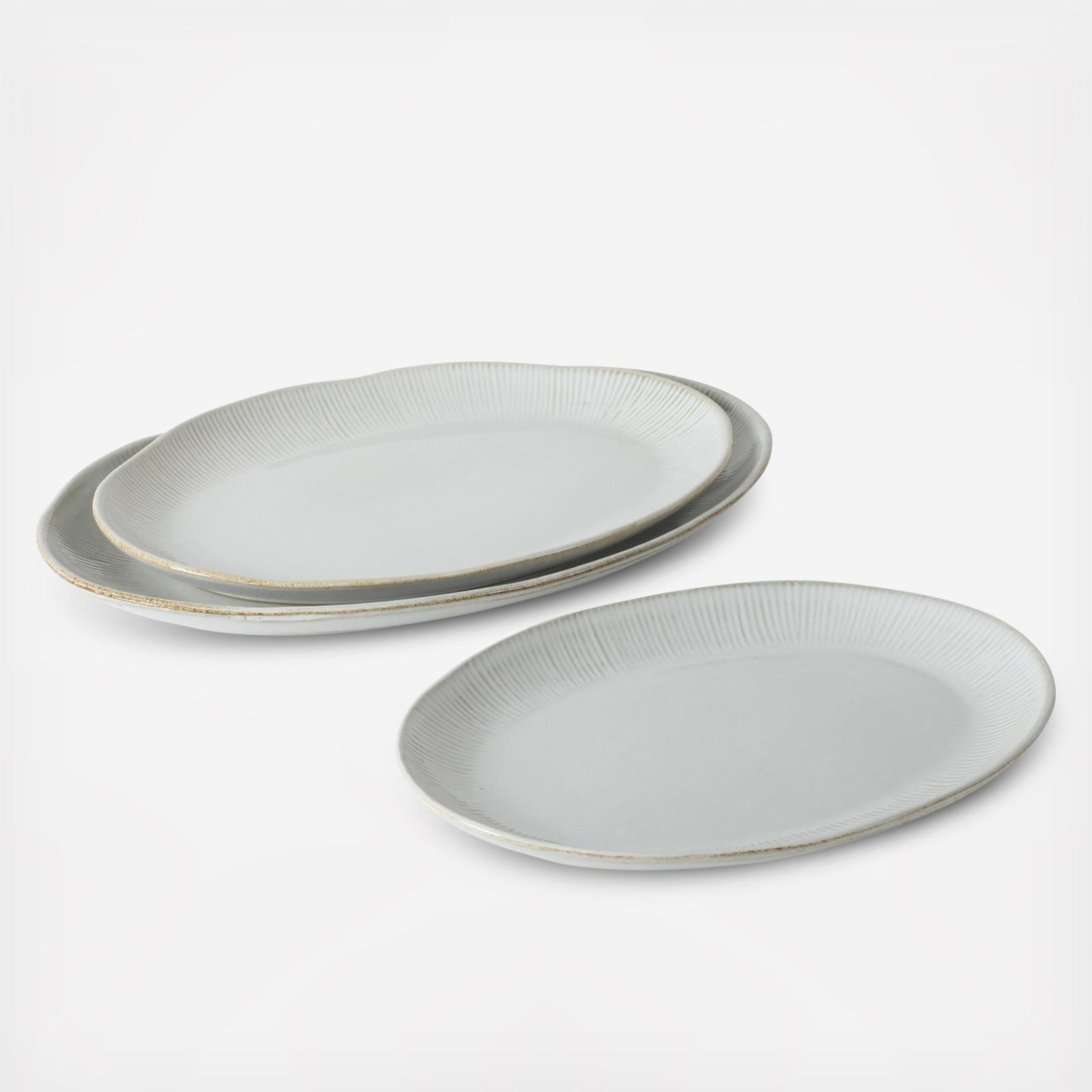 Dawson Mill 3-Piece Stoneware Oval Serving Platter Set 2 Dawson Mill 3-Piece Stoneware Oval Serving Platter Set