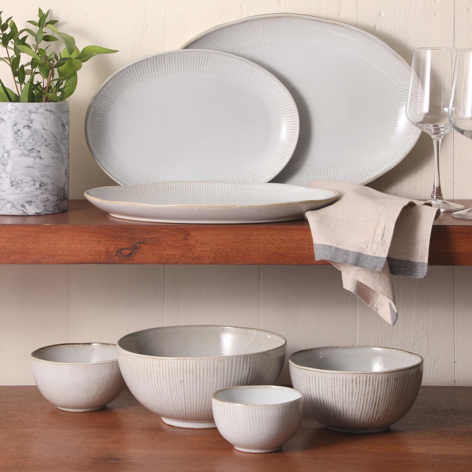 Dawson Mill 3-Piece Stoneware Oval Serving Platter Set 5 Dawson Mill 3-Piece Stoneware Oval Serving Platter Set