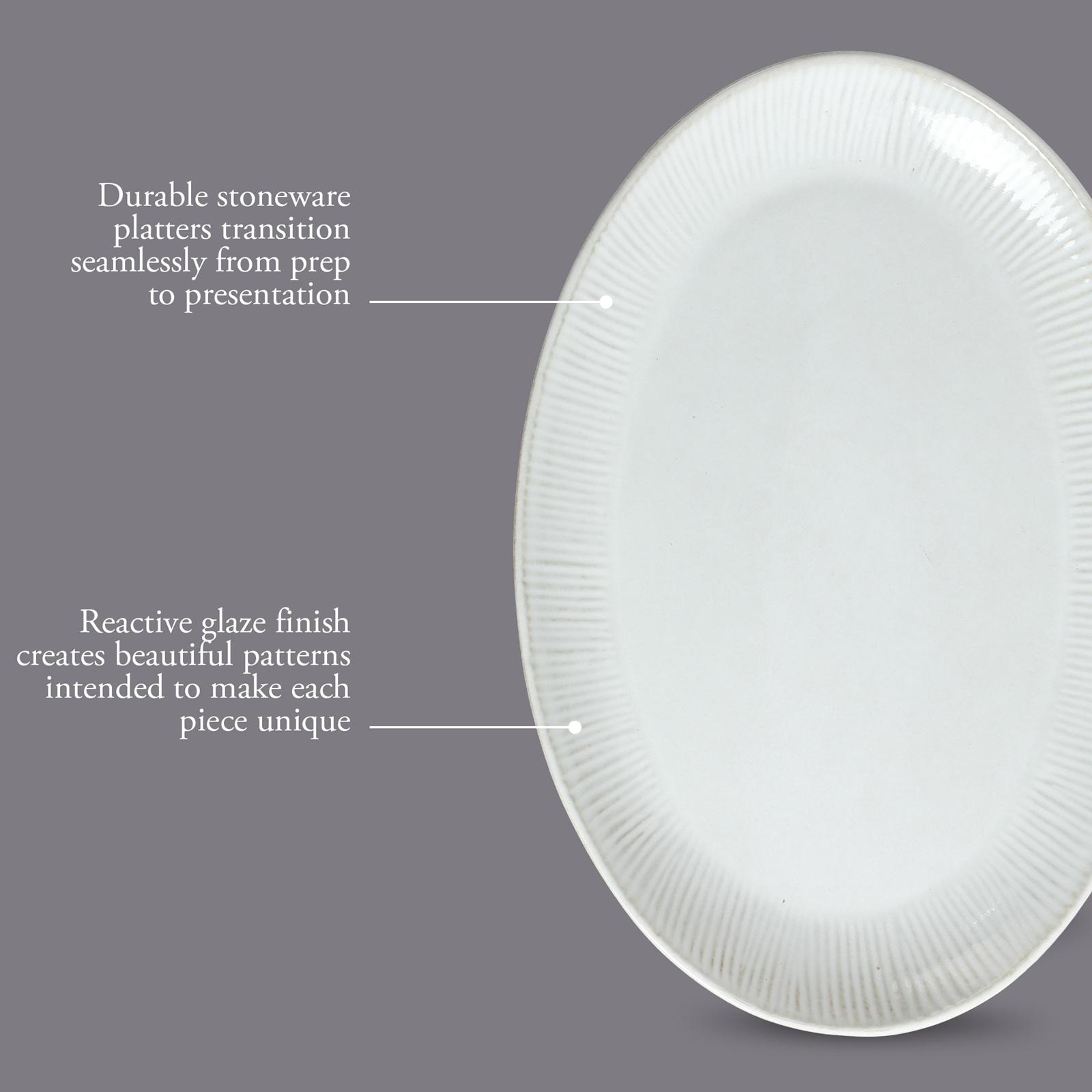 Dawson Mill 3-Piece Stoneware Oval Serving Platter Set 6 Dawson Mill 3-Piece Stoneware Oval Serving Platter Set