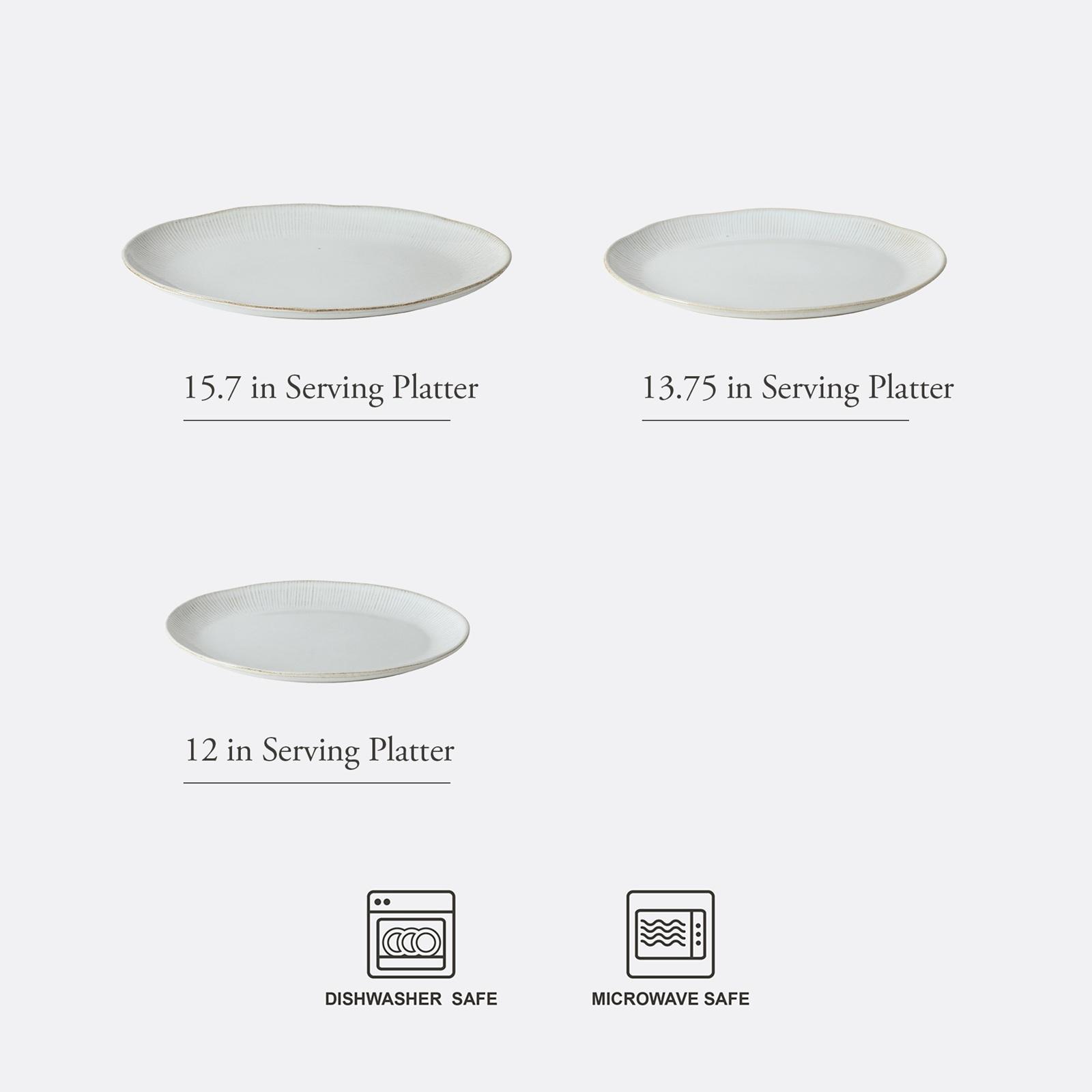 Dawson Mill 3-Piece Stoneware Oval Serving Platter Set 7 Dawson Mill 3-Piece Stoneware Oval Serving Platter Set