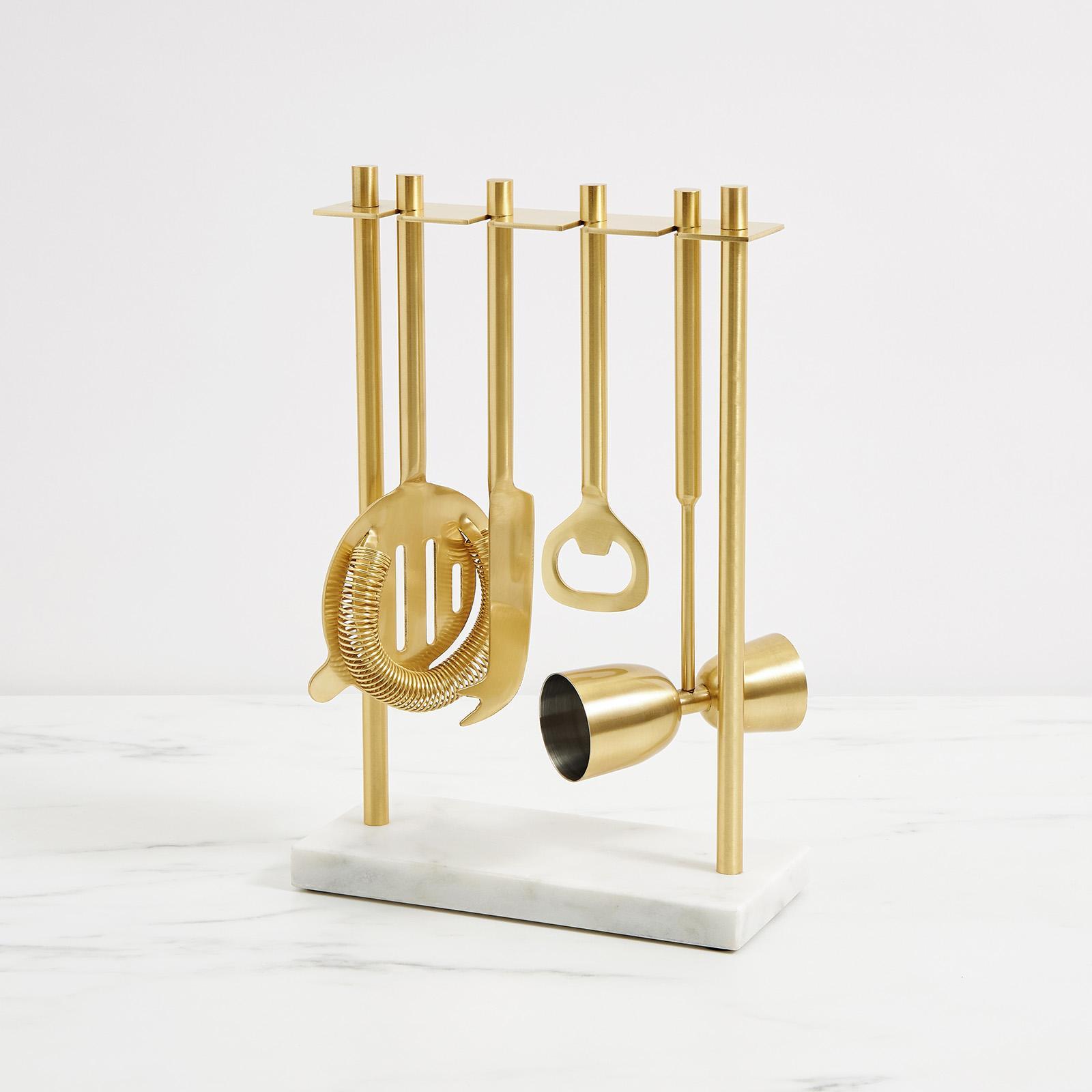 Luna Marble 5-Piece Hanging Cocktail Tool Set