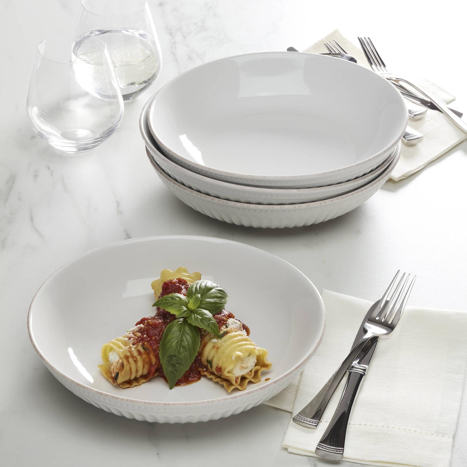 French Perle Groove Dinner Bowl, Set of 4 1 French Perle Groove Dinner Bowl, Set of 4
