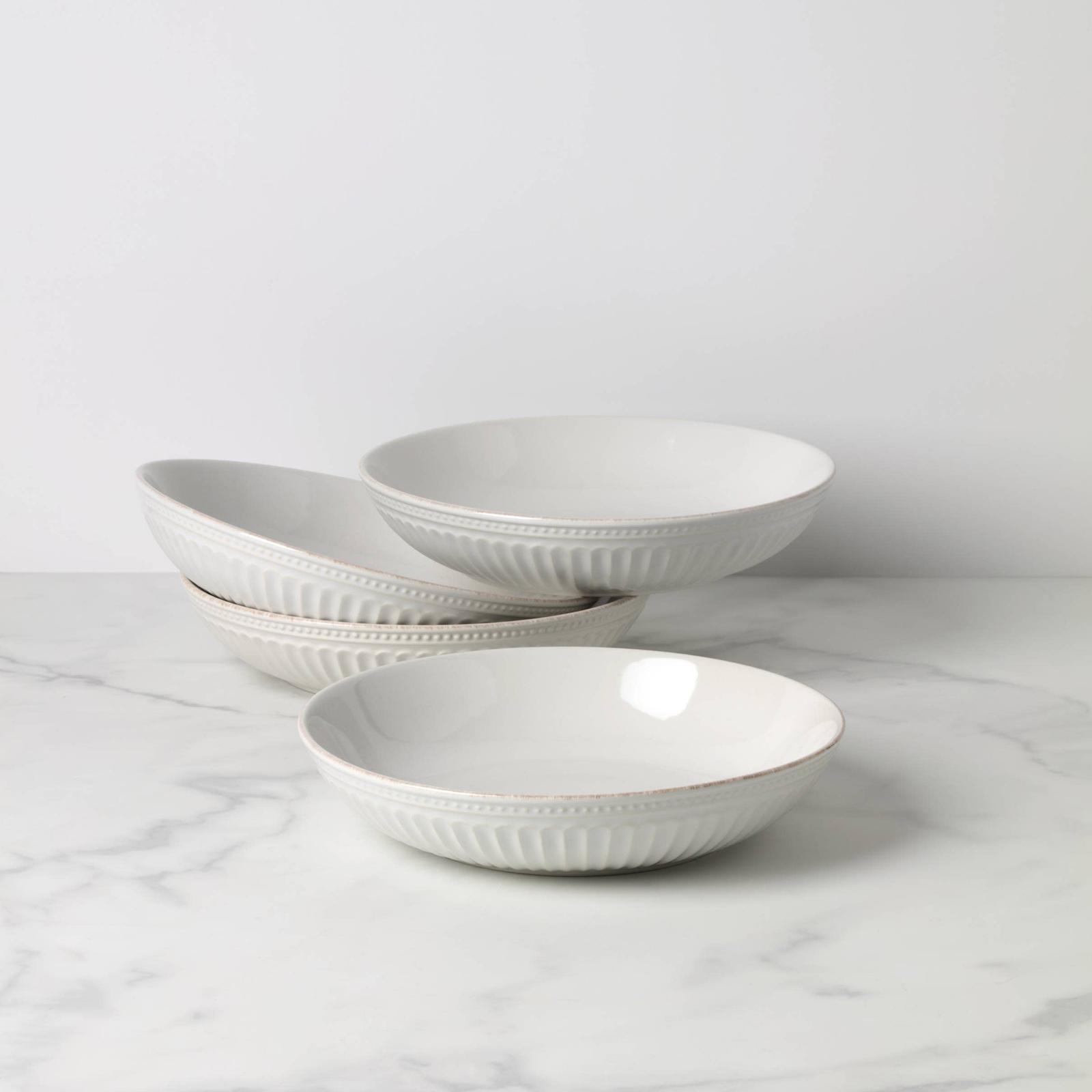 French Perle Groove Dinner Bowl, Set of 4 2 French Perle Groove Dinner Bowl, Set of 4