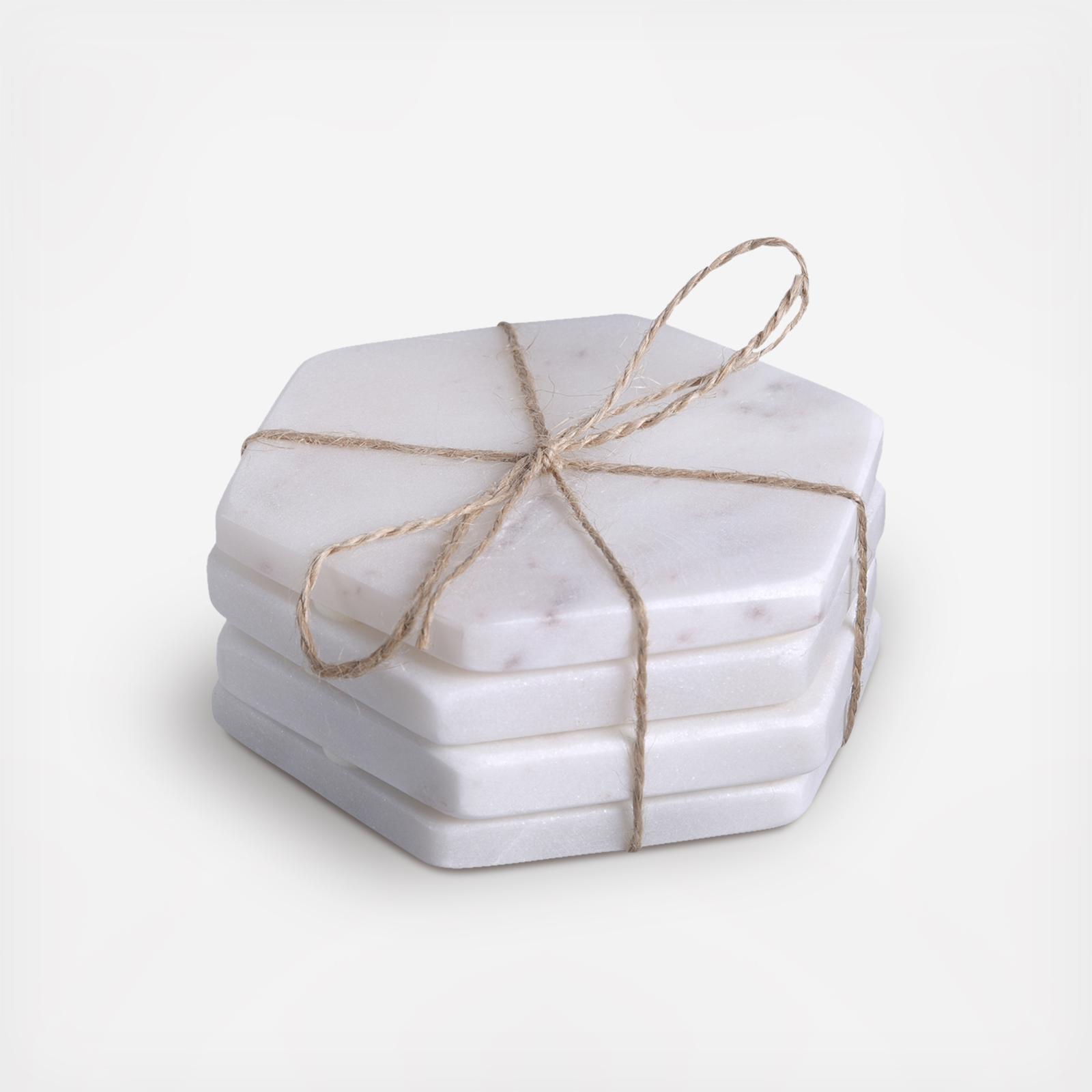 Marble Hex Coaster, Set of 4
