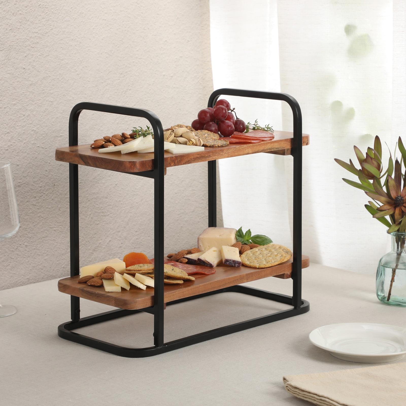 Gracious Dining 2-Tier Acacia Wooden Display 1 Gracious Dining 2-Tier Acacia Wooden Display