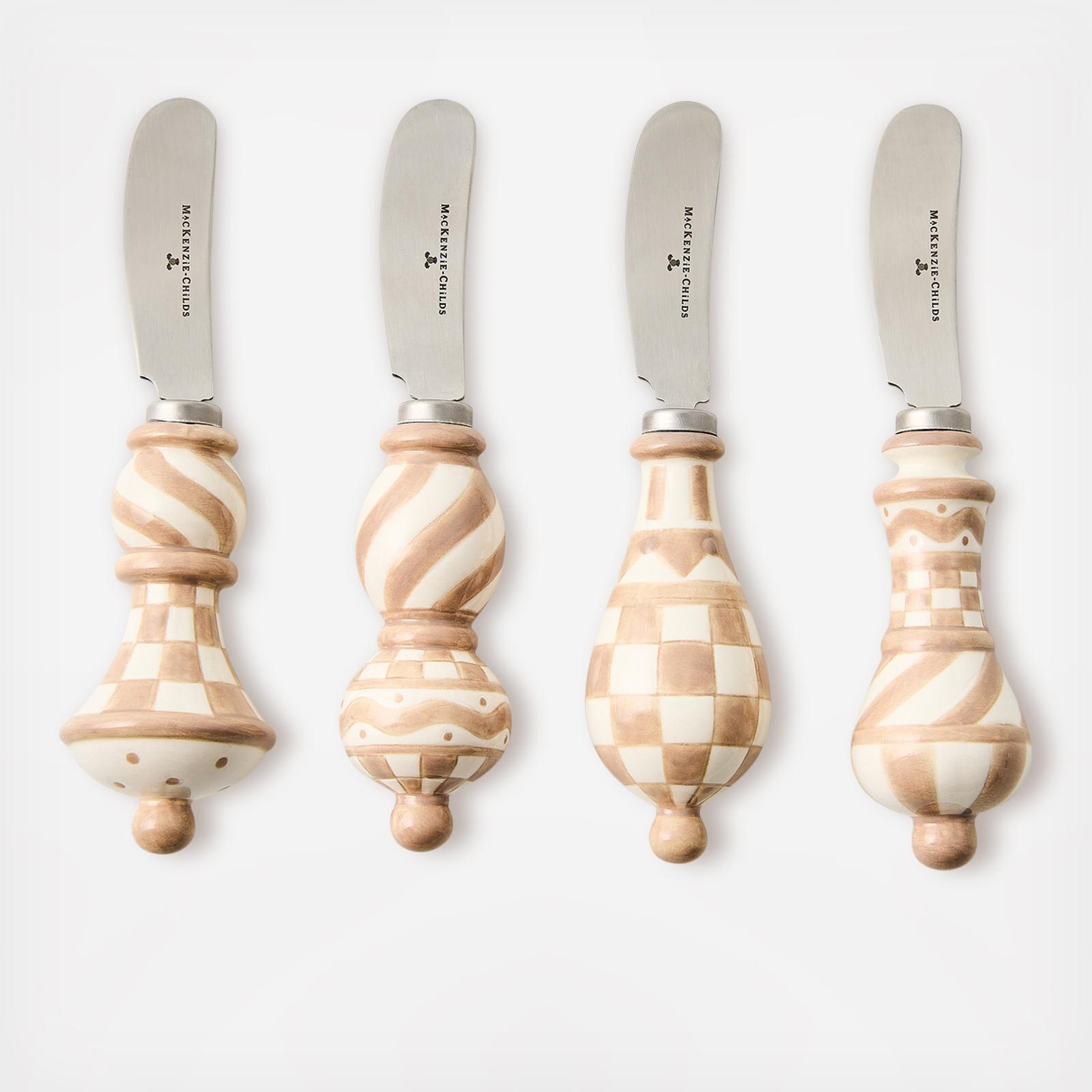 Mocha Check Party Spreader, Set of 4 1 Mocha Check Party Spreader, Set of 4