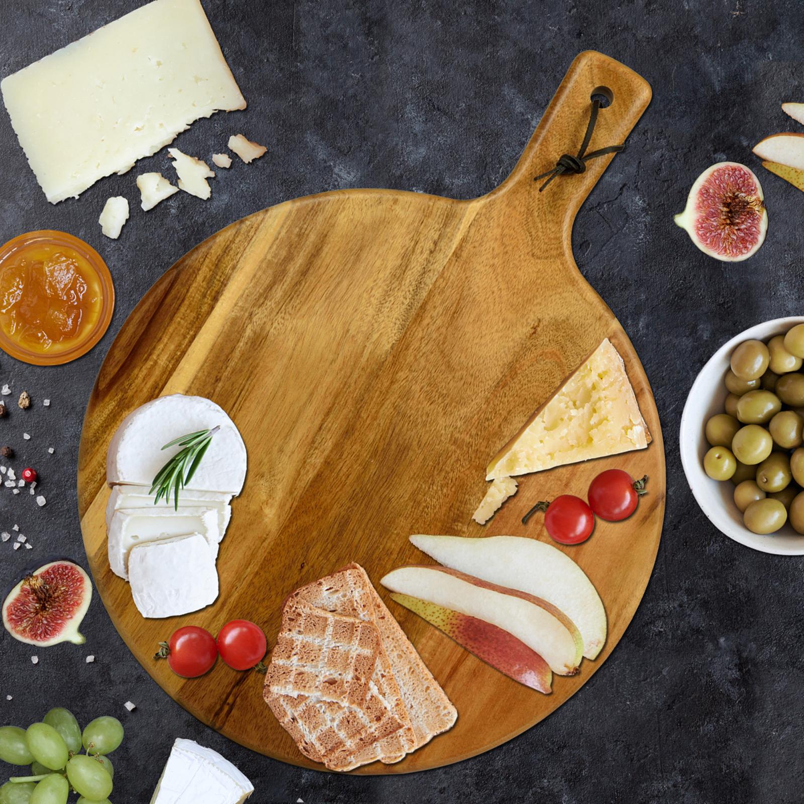 Personalized Engraved Round Acacia Charcuterie Serving Paddle 4 Personalized Engraved Round Acacia Charcuterie Serving Paddle